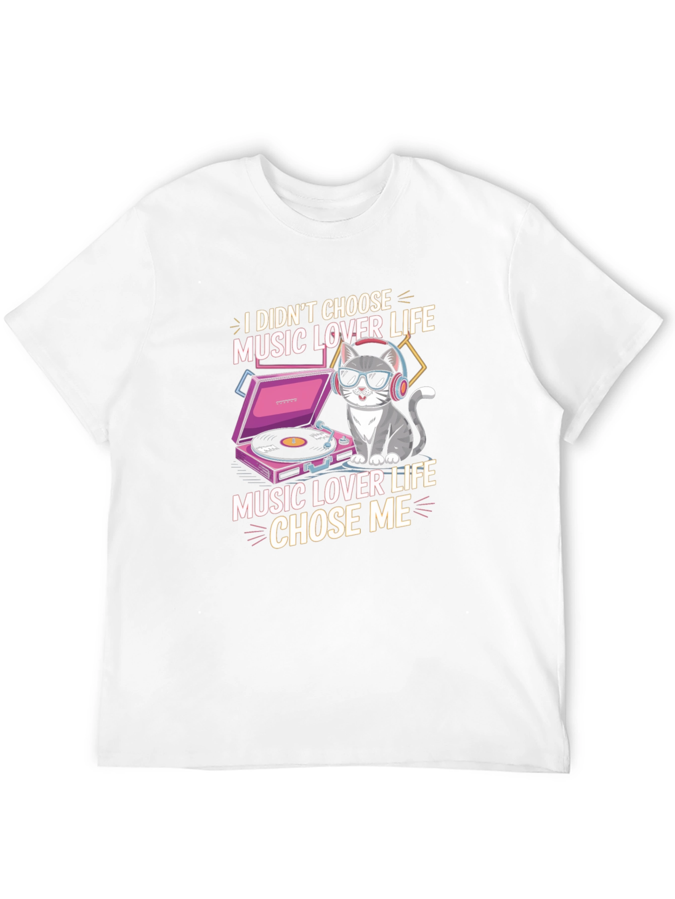 Music Lover Cat Graphic T-Shirt