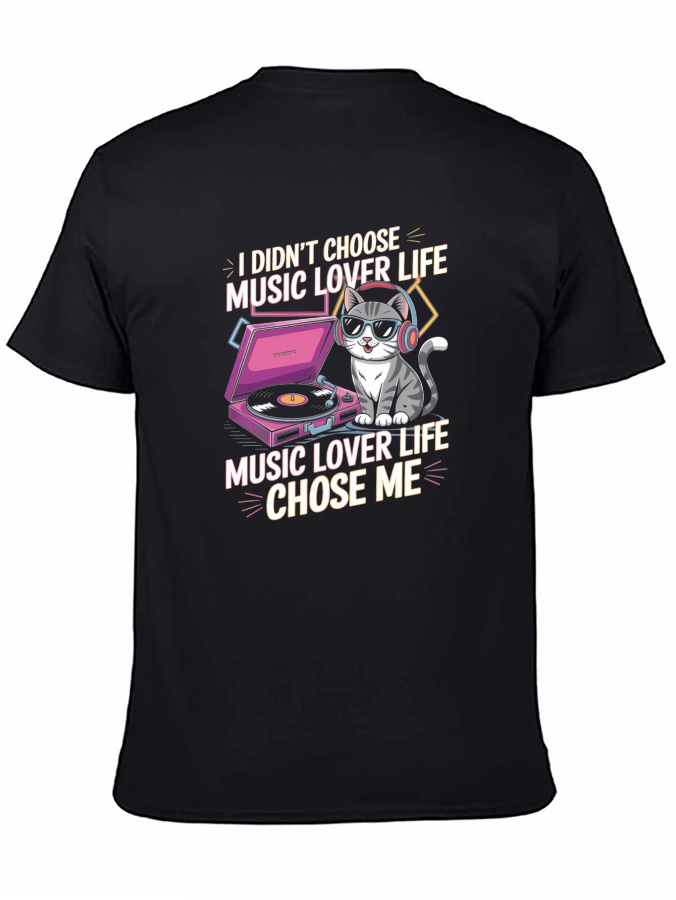 Music Lover Cat Graphic T-Shirt