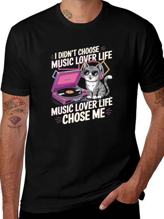 Music Lover Cat Graphic T-Shirt