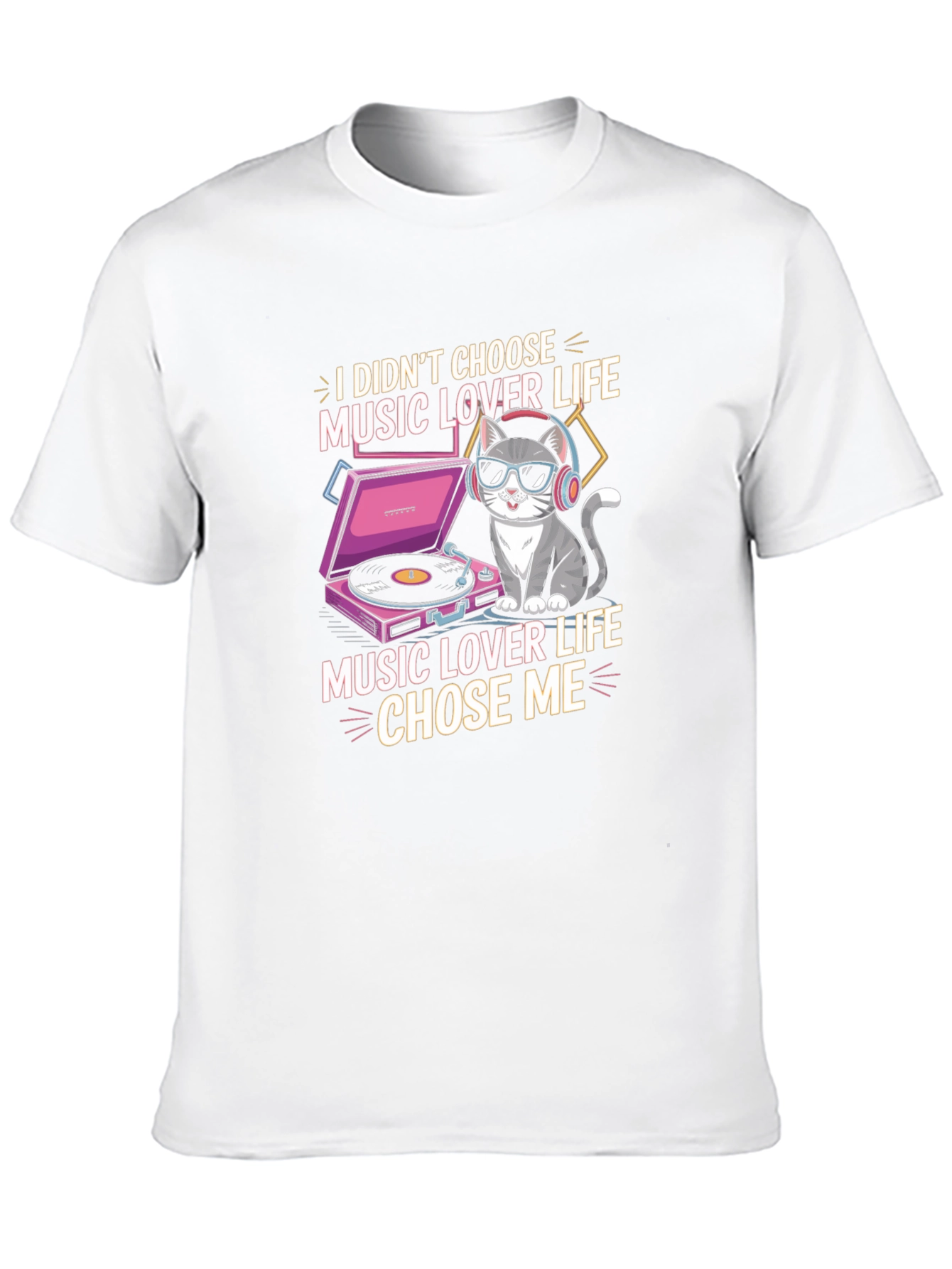 Music Lover Cat Graphic T-Shirt