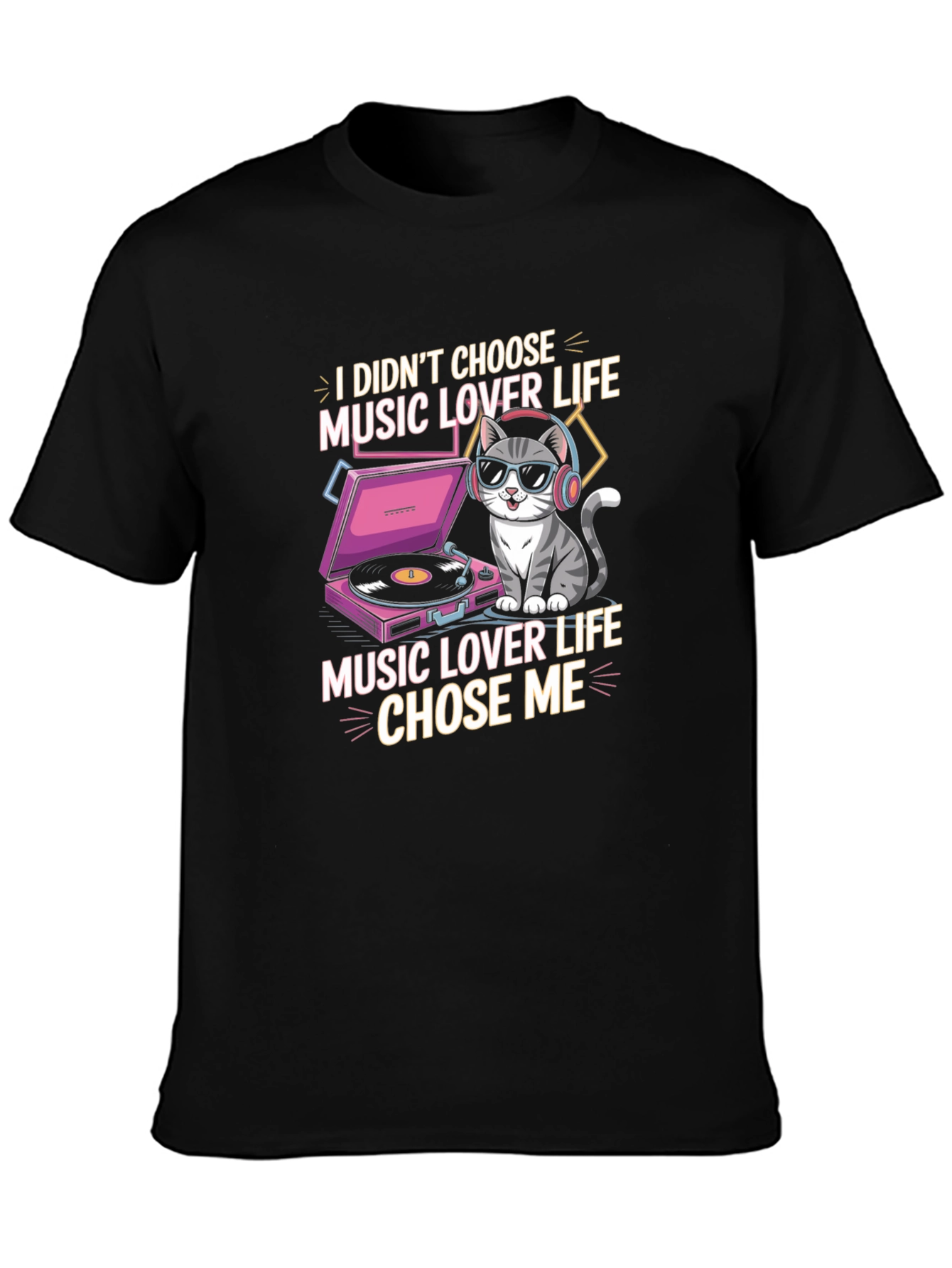 Music Lover Cat Graphic T-Shirt
