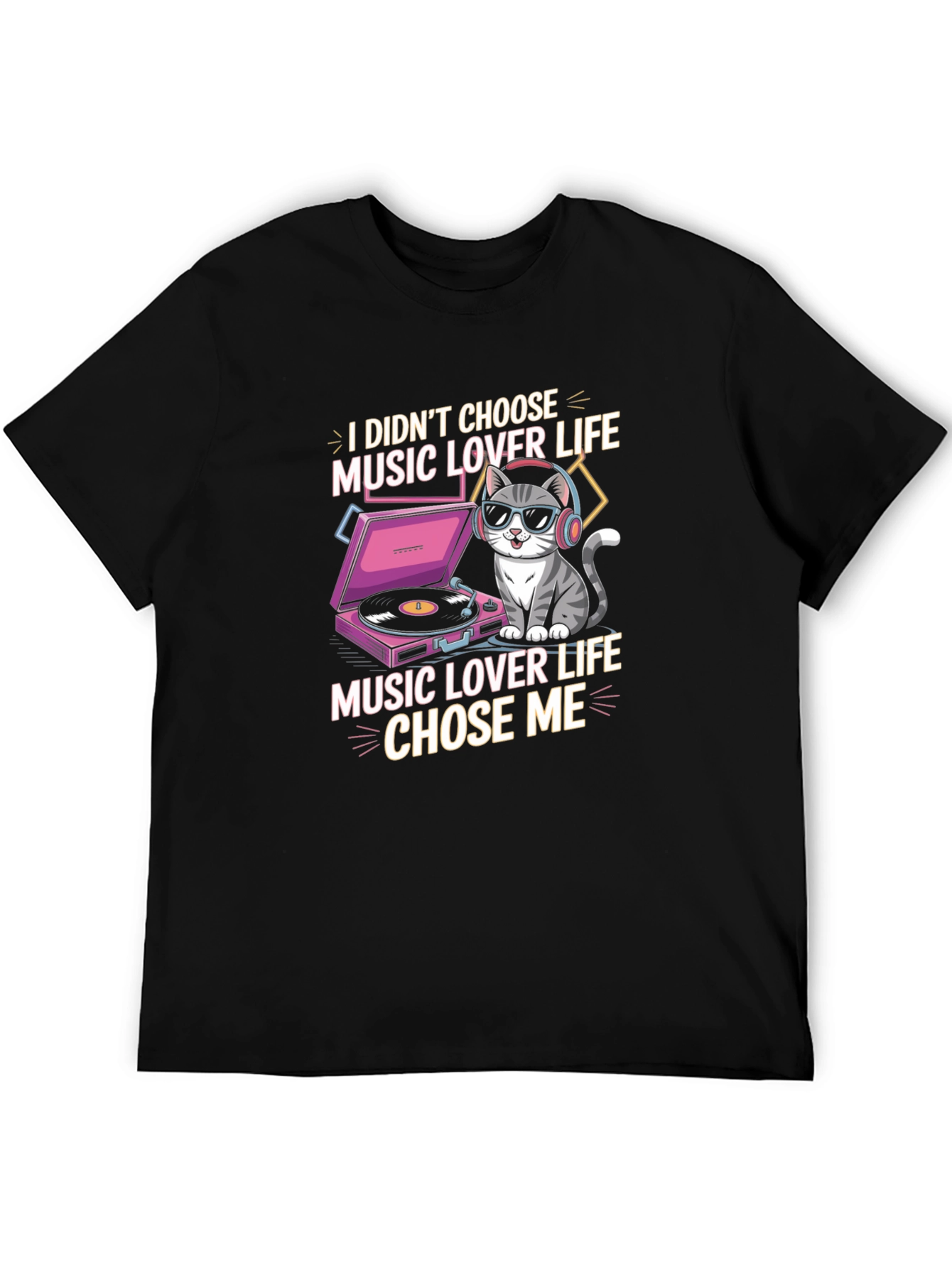 Music Lover Cat Graphic T-Shirt