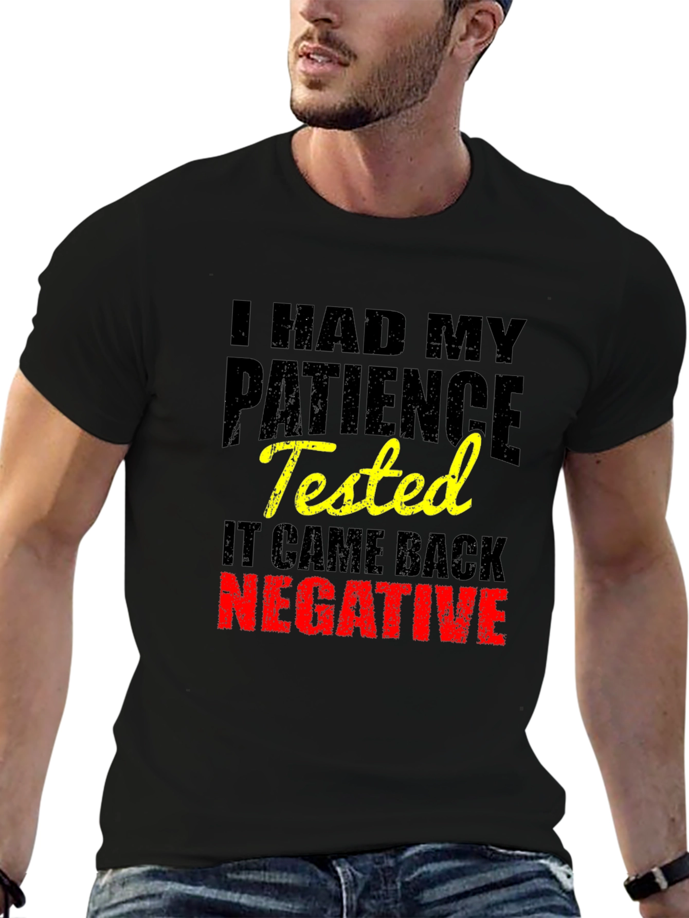 Funny Patience Tested Negative Black T-Shirt
