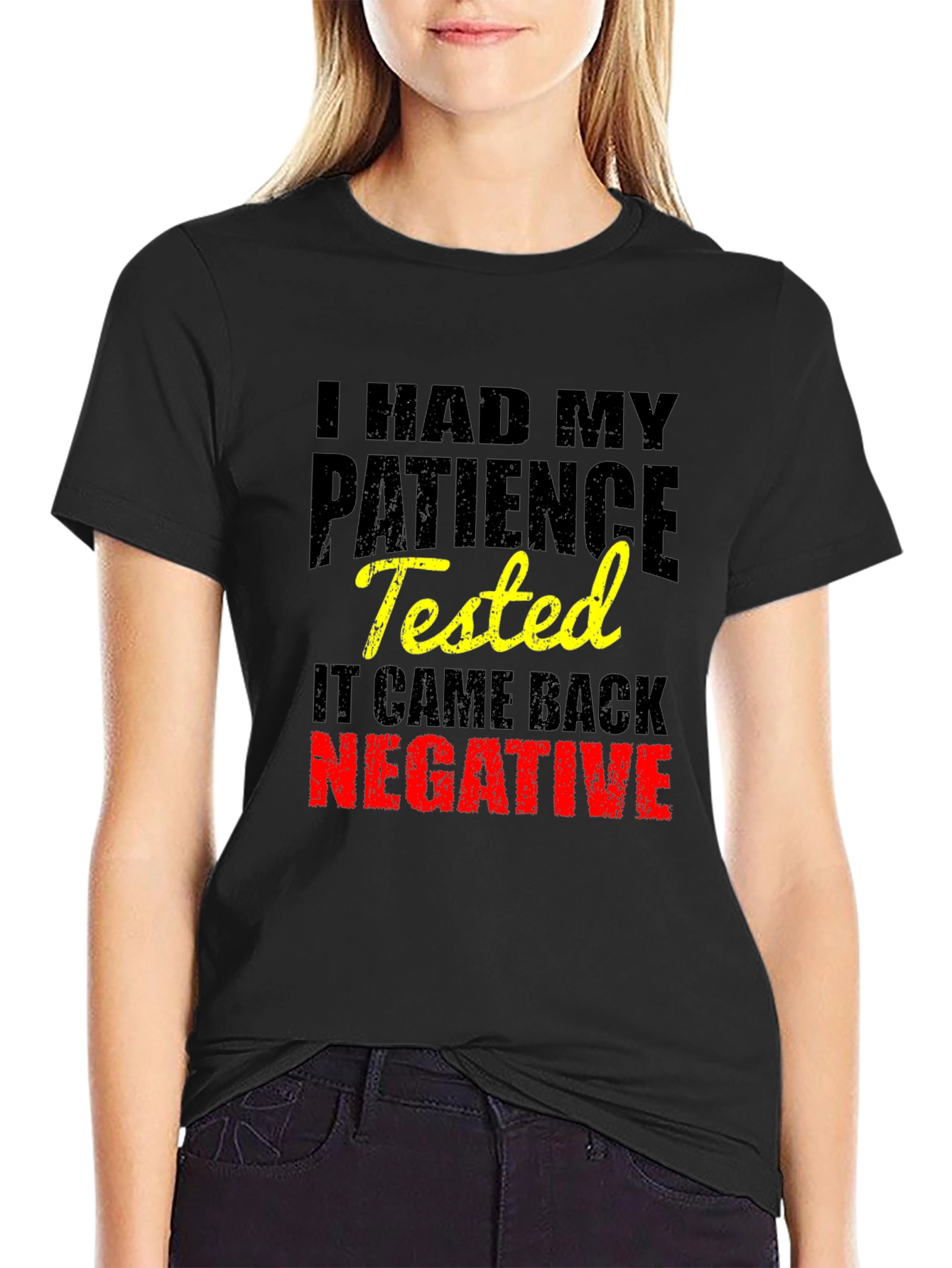 Funny Patience Tested Negative Black T-Shirt