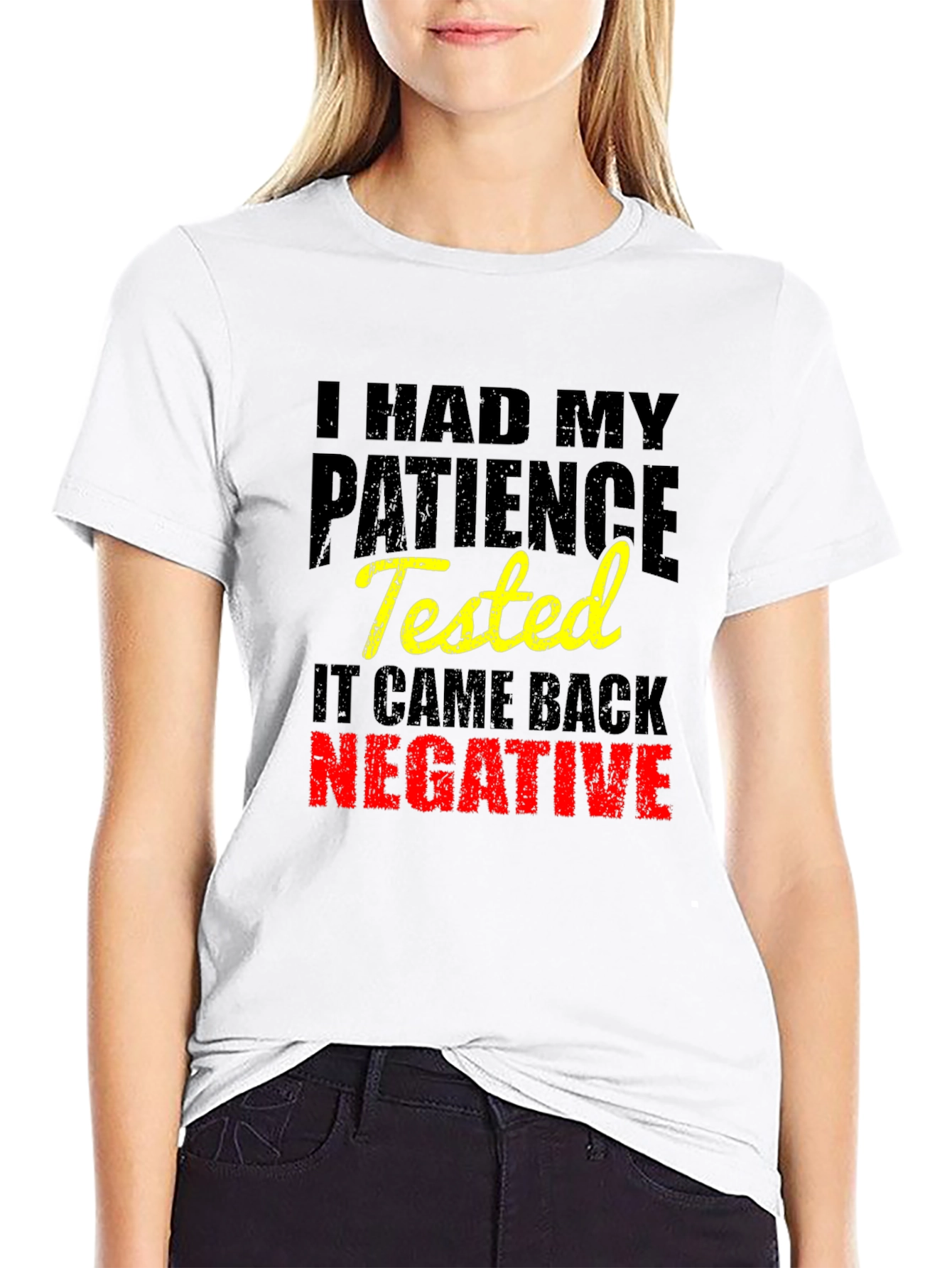 Funny Patience Tested Negative Black T-Shirt