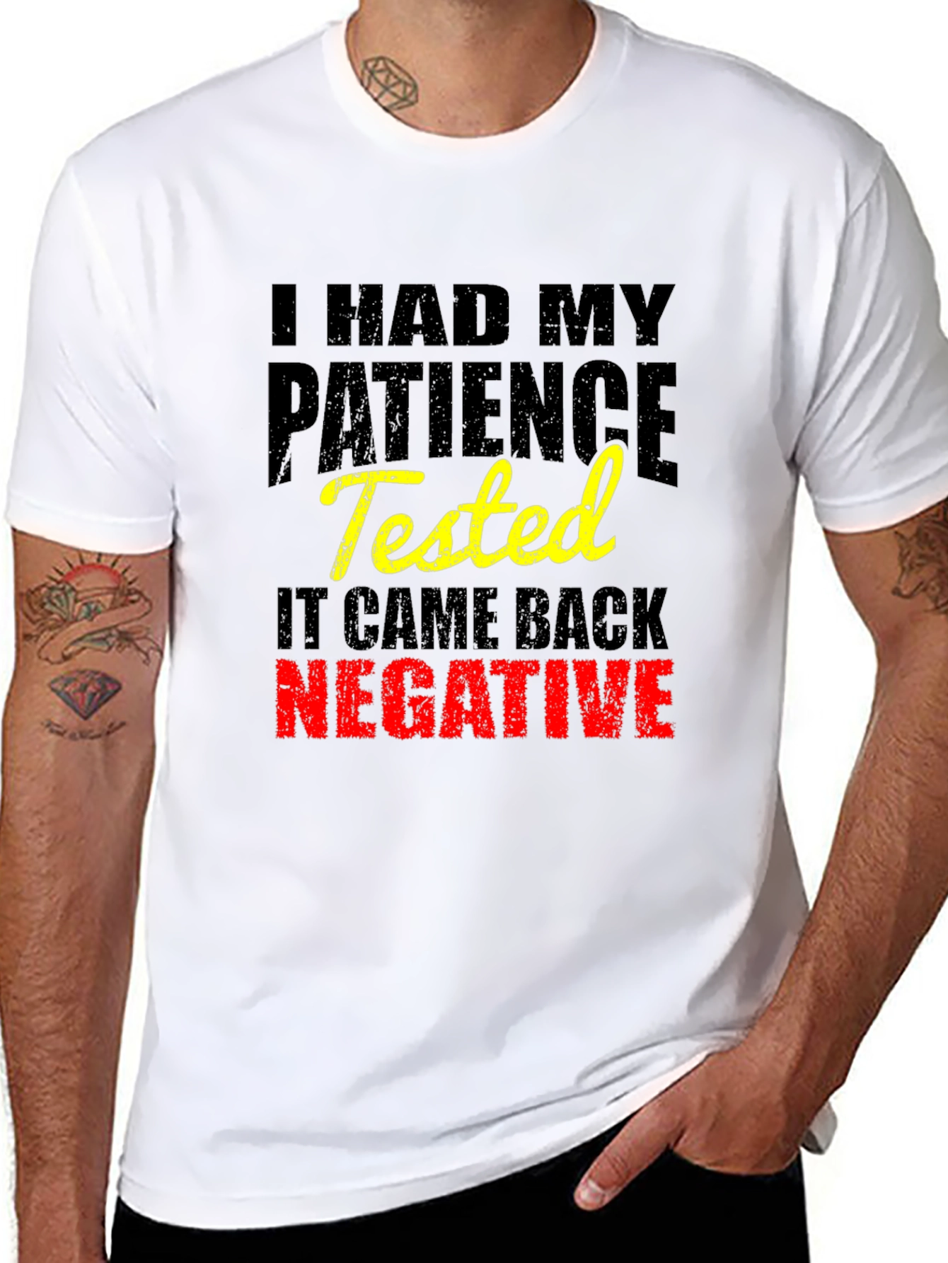 Funny Patience Tested Negative Black T-Shirt