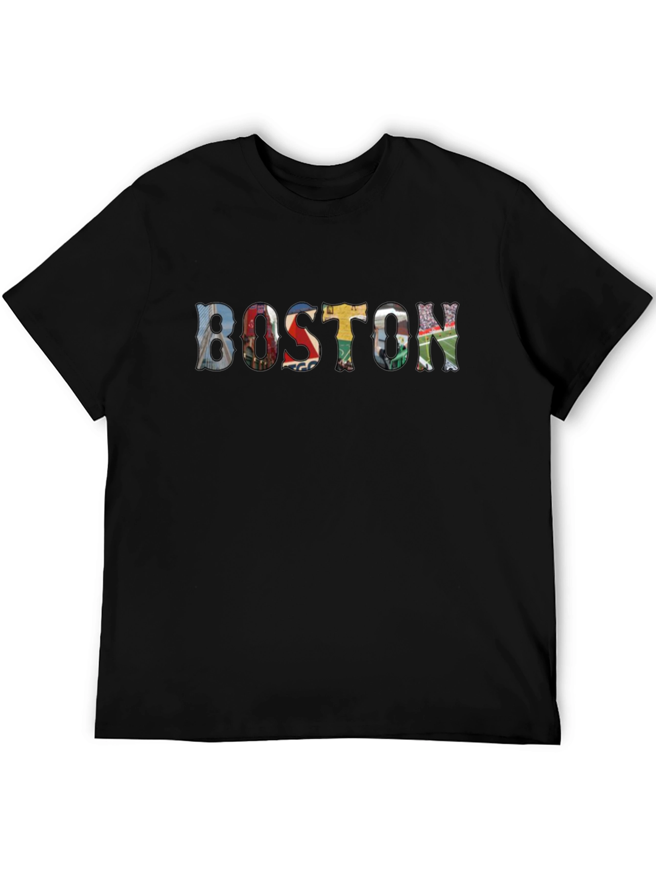 Boston Landmark Collage Graphic T-Shirt - Black