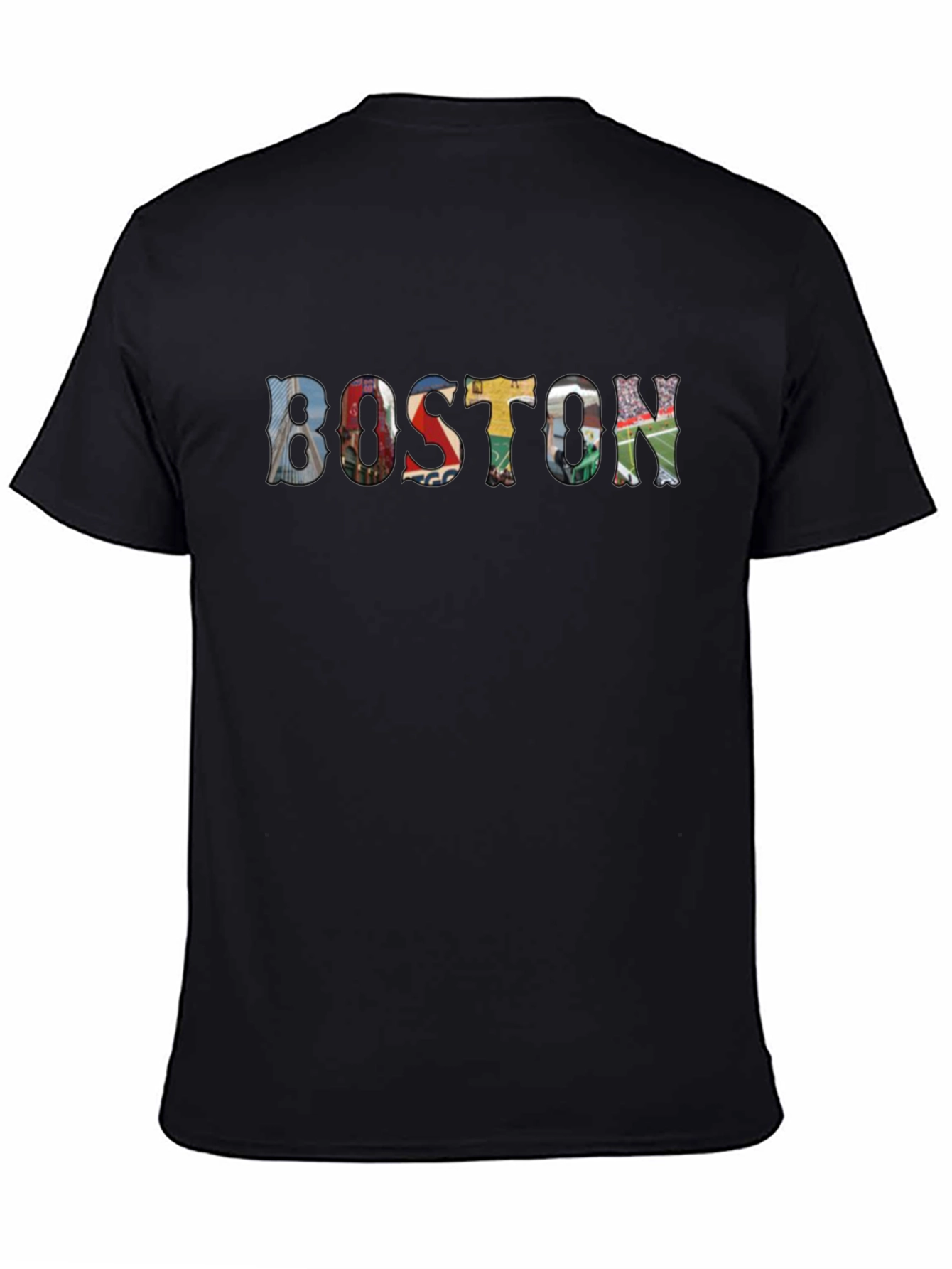 Boston Landmark Collage Graphic T-Shirt - Black