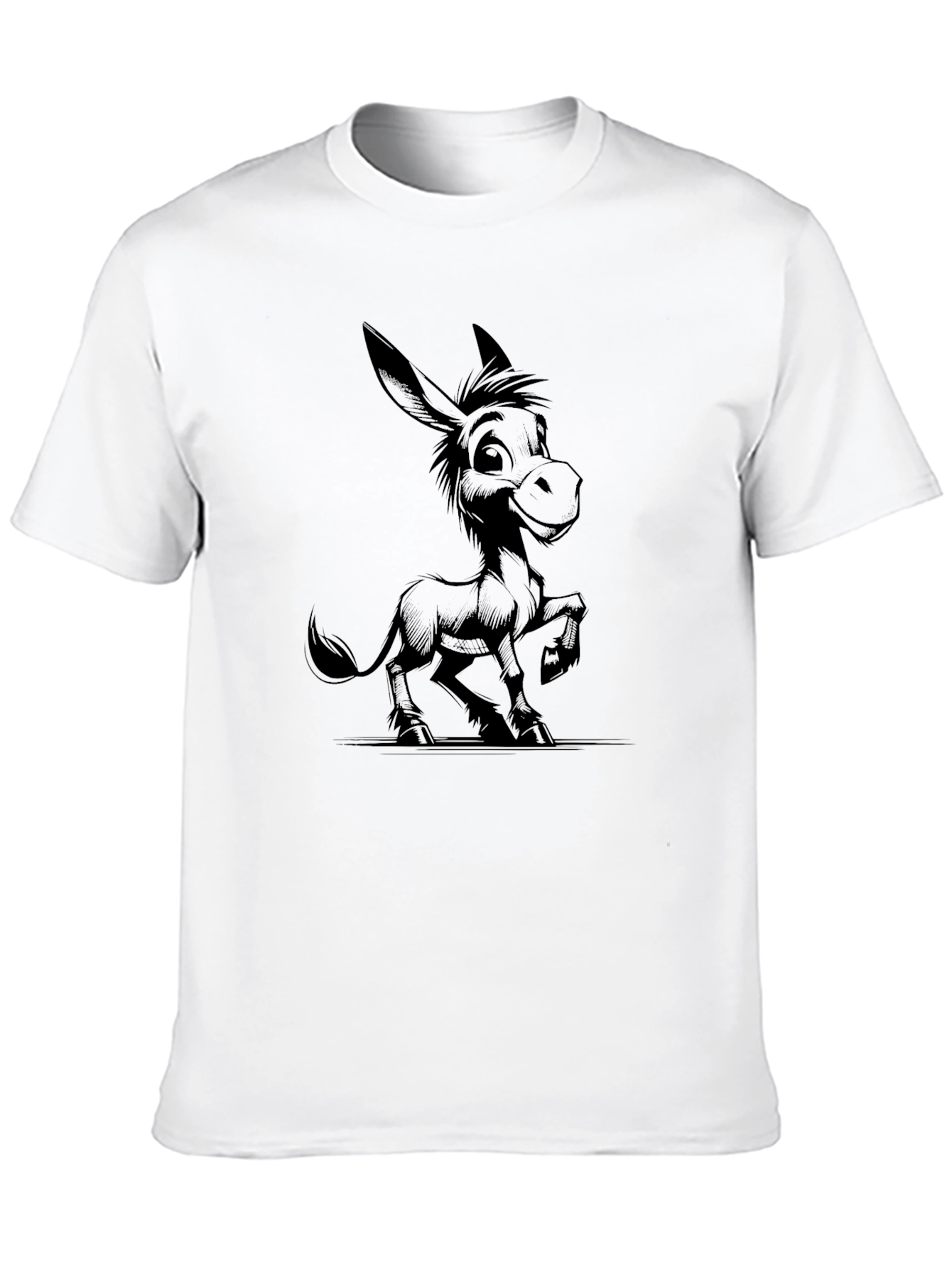 Cartoon Donkey Black T-Shirt