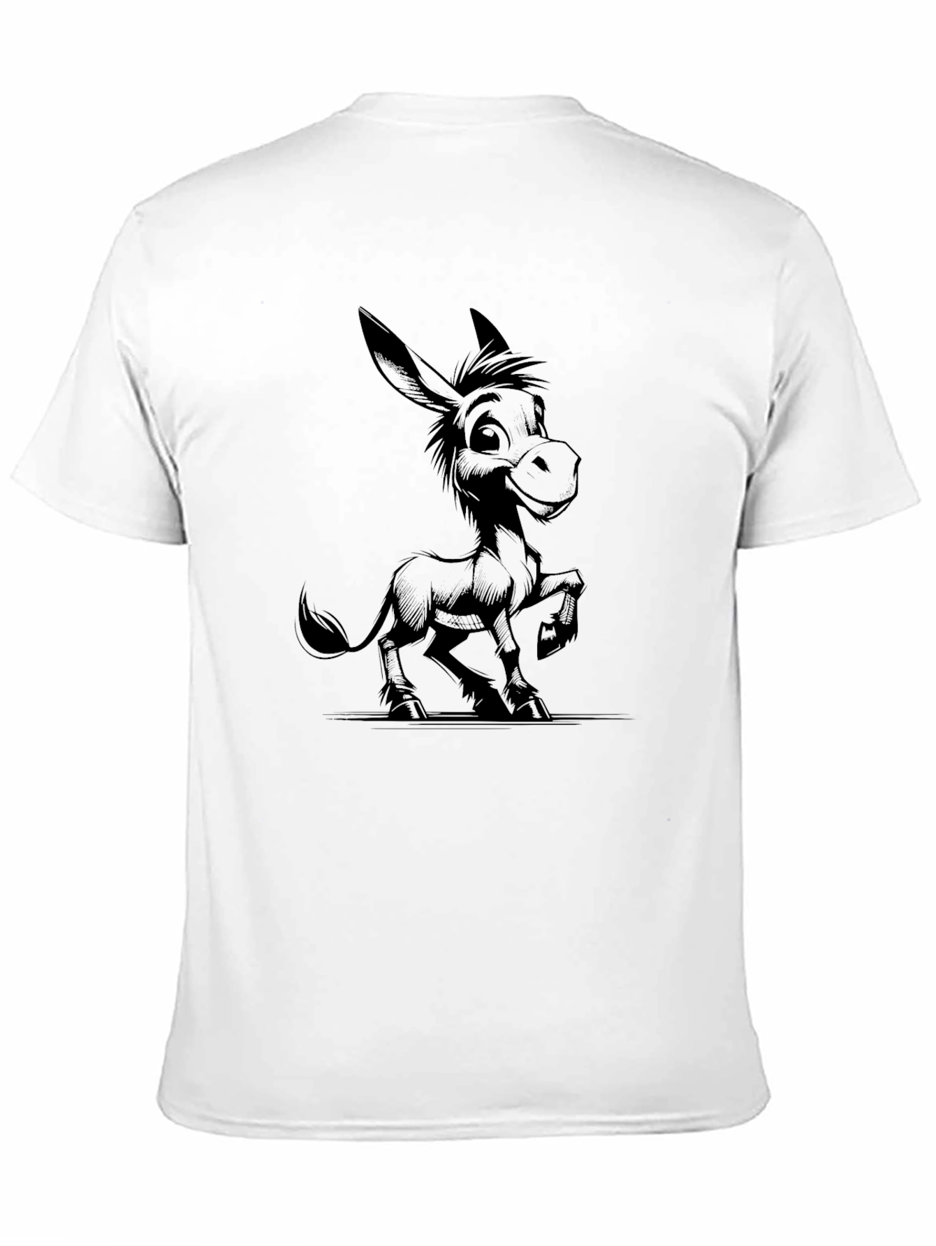 Cartoon Donkey Black T-Shirt
