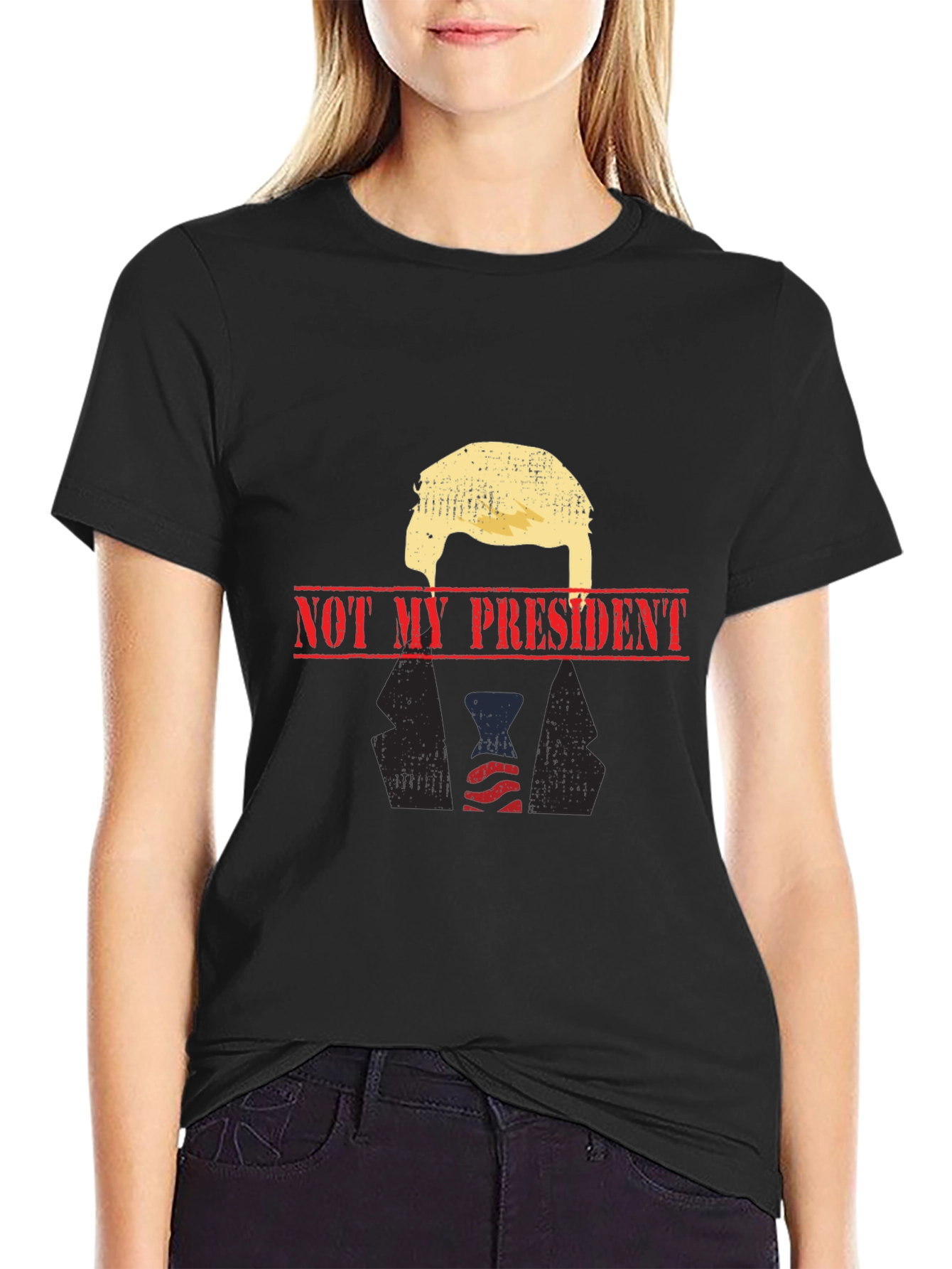Not My President Graphic Tee - Black Political T-Shirt