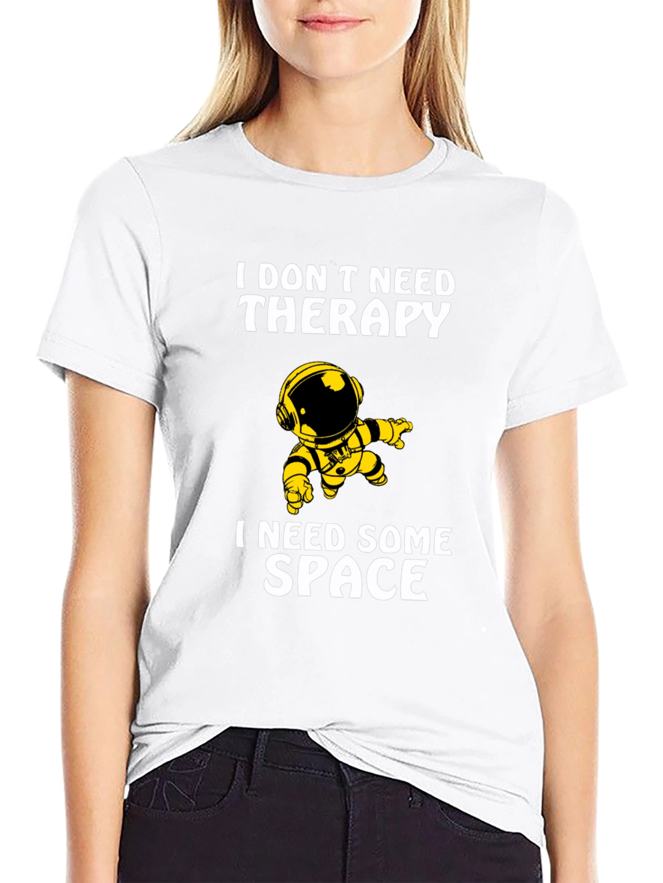 Space Therapy Humor Black Graphic T-Shirt