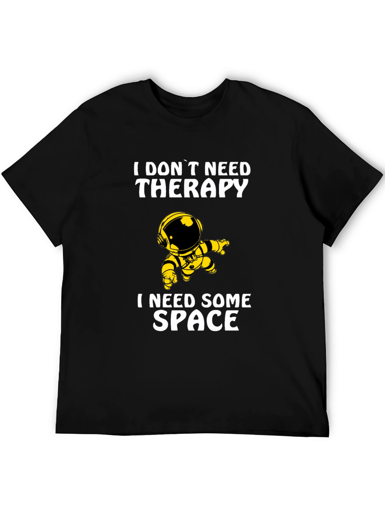 Space Therapy Humor Black Graphic T-Shirt