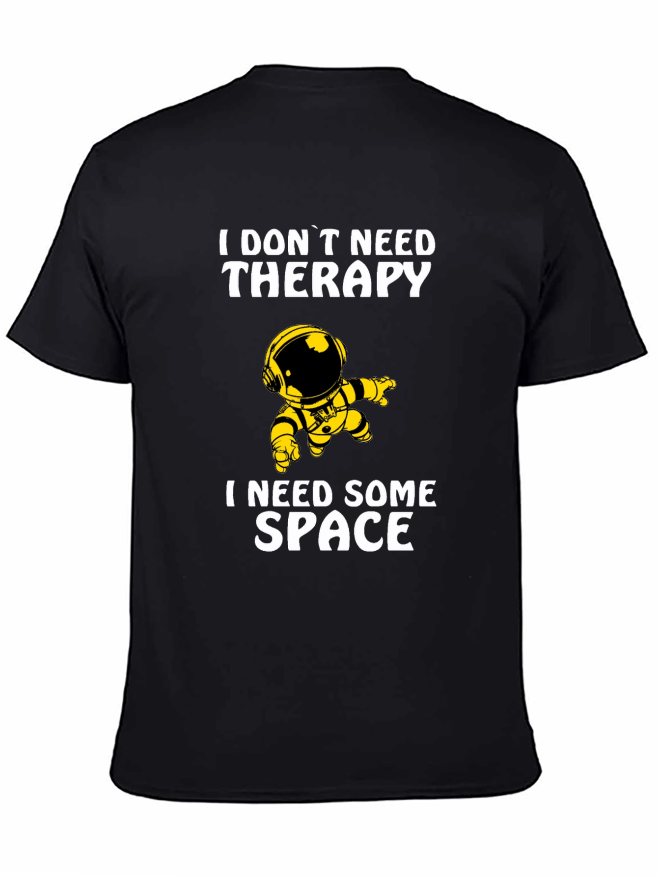 Space Therapy Humor Black Graphic T-Shirt
