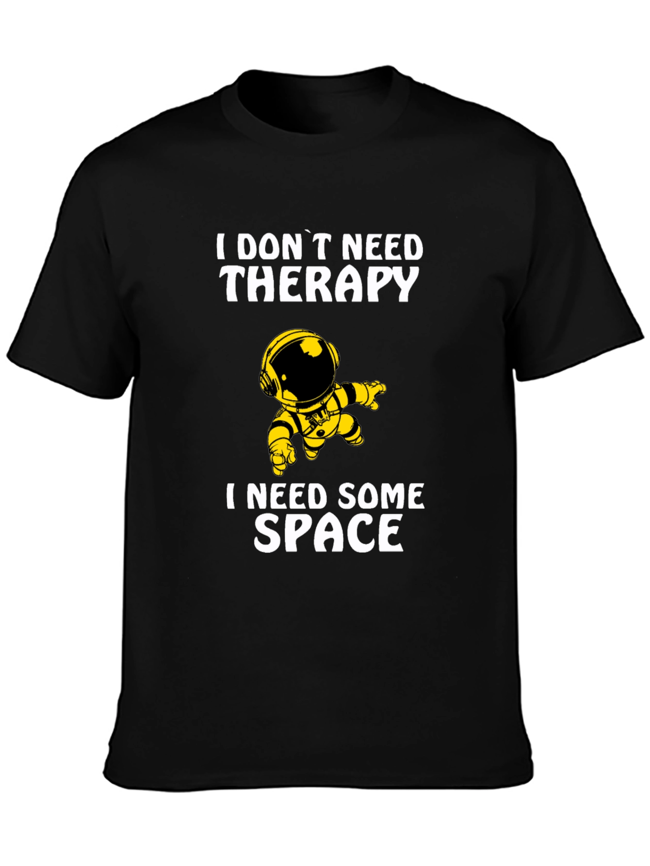Space Therapy Humor Black Graphic T-Shirt