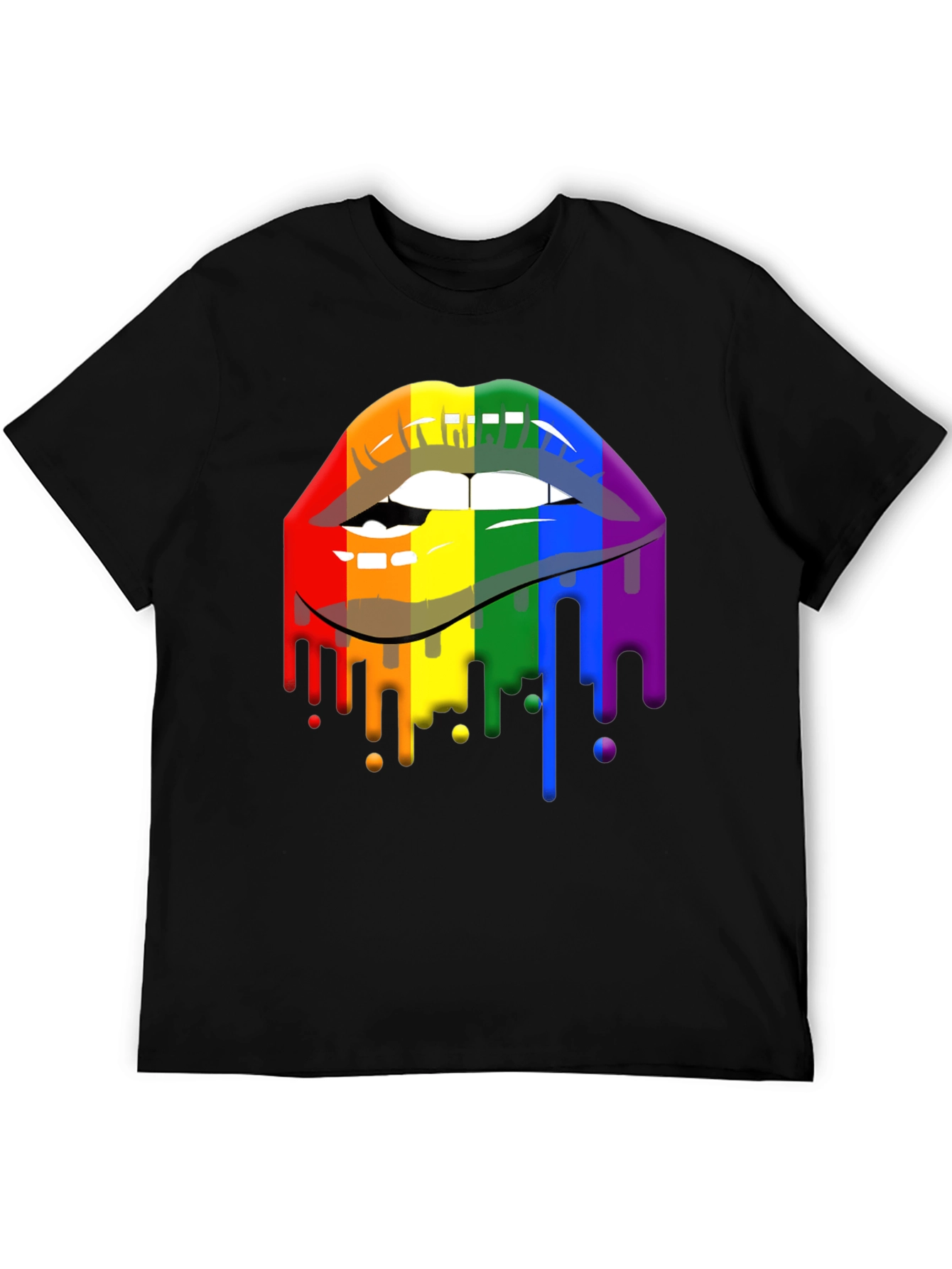 Pride Lips Graphic Tee - Rainbow Drip Design