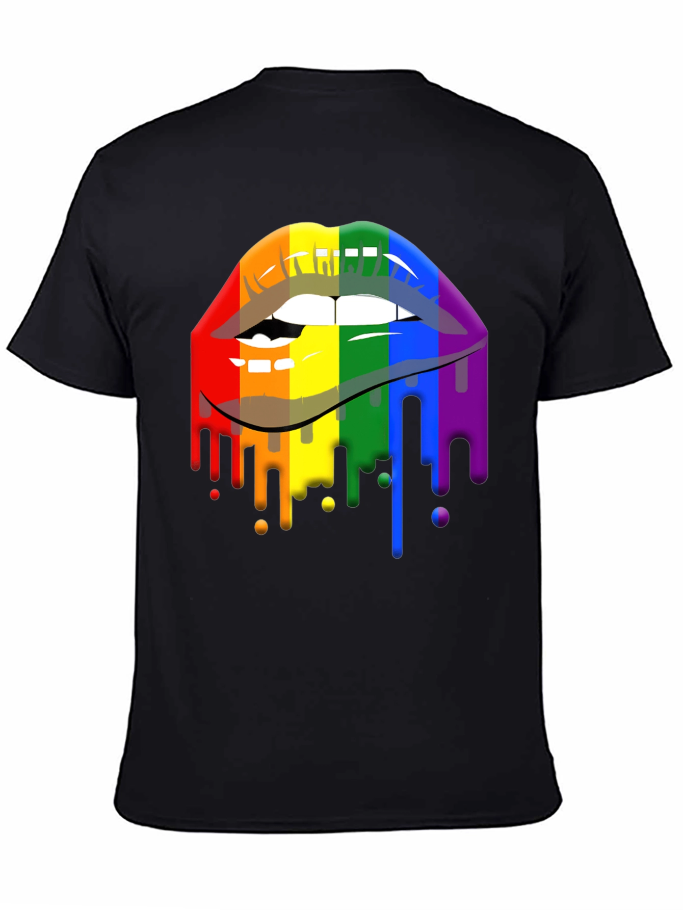 Pride Lips Graphic Tee - Rainbow Drip Design