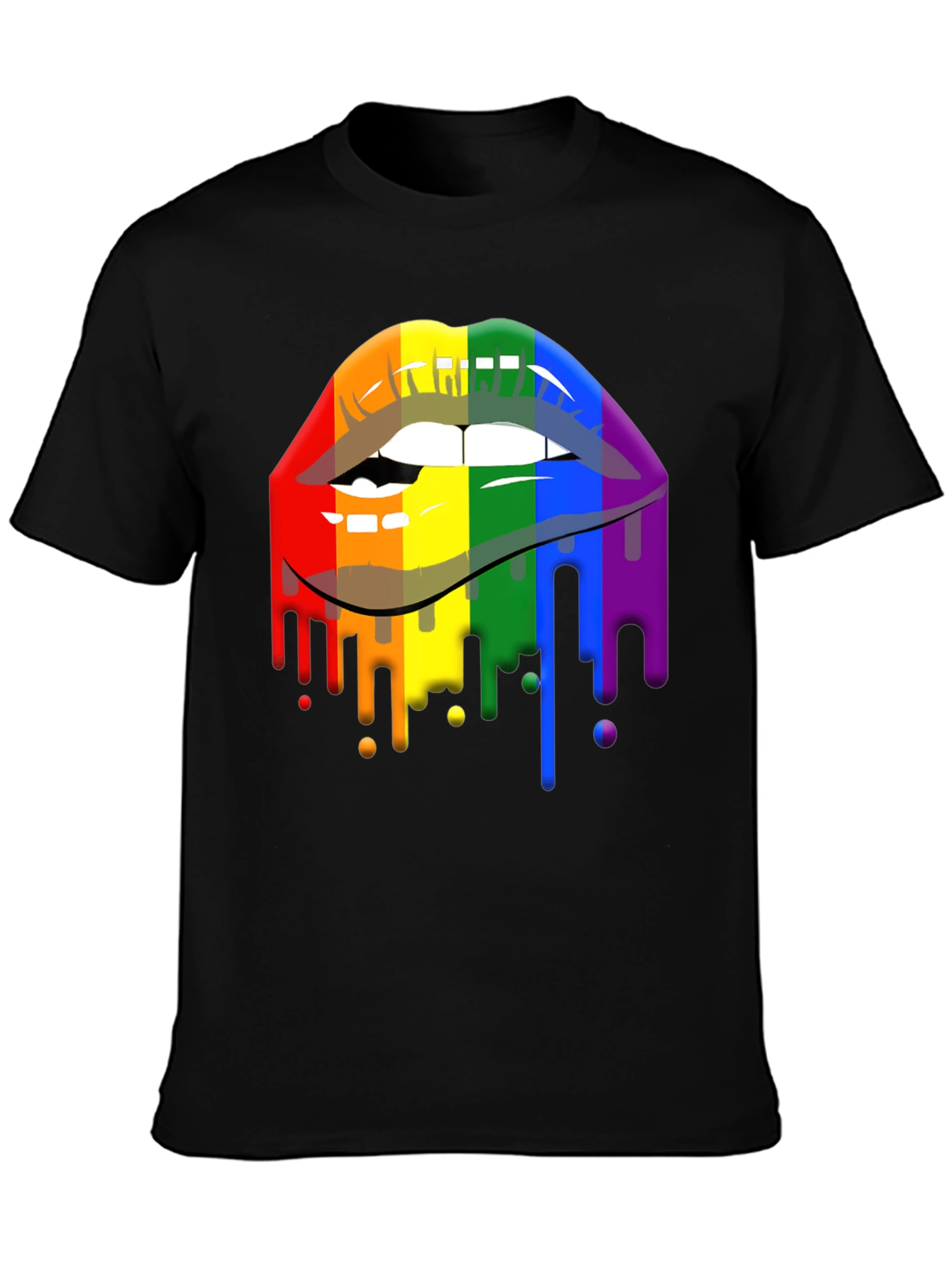 Pride Lips Graphic Tee - Rainbow Drip Design