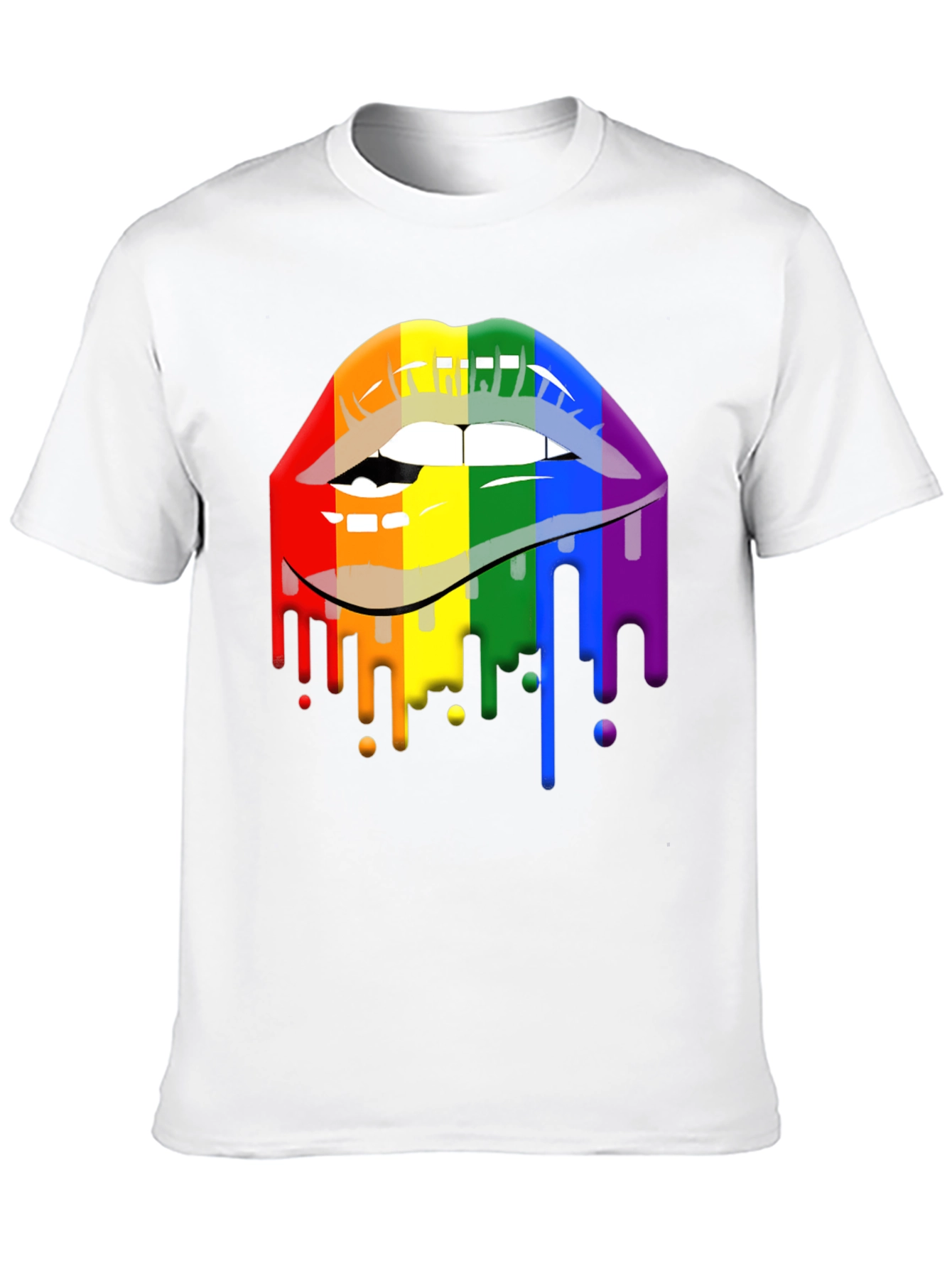 Pride Lips Graphic Tee - Rainbow Drip Design