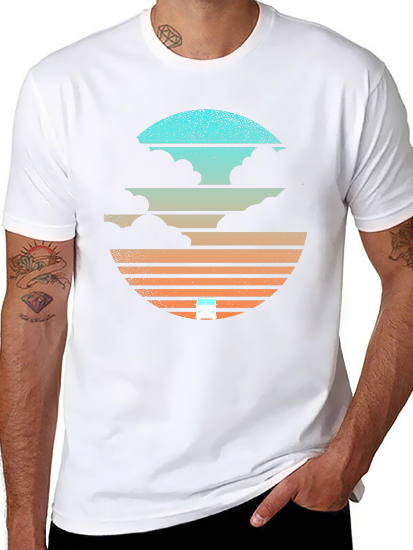 Sunset Cloud Graphic Tee - Cool Retro Design