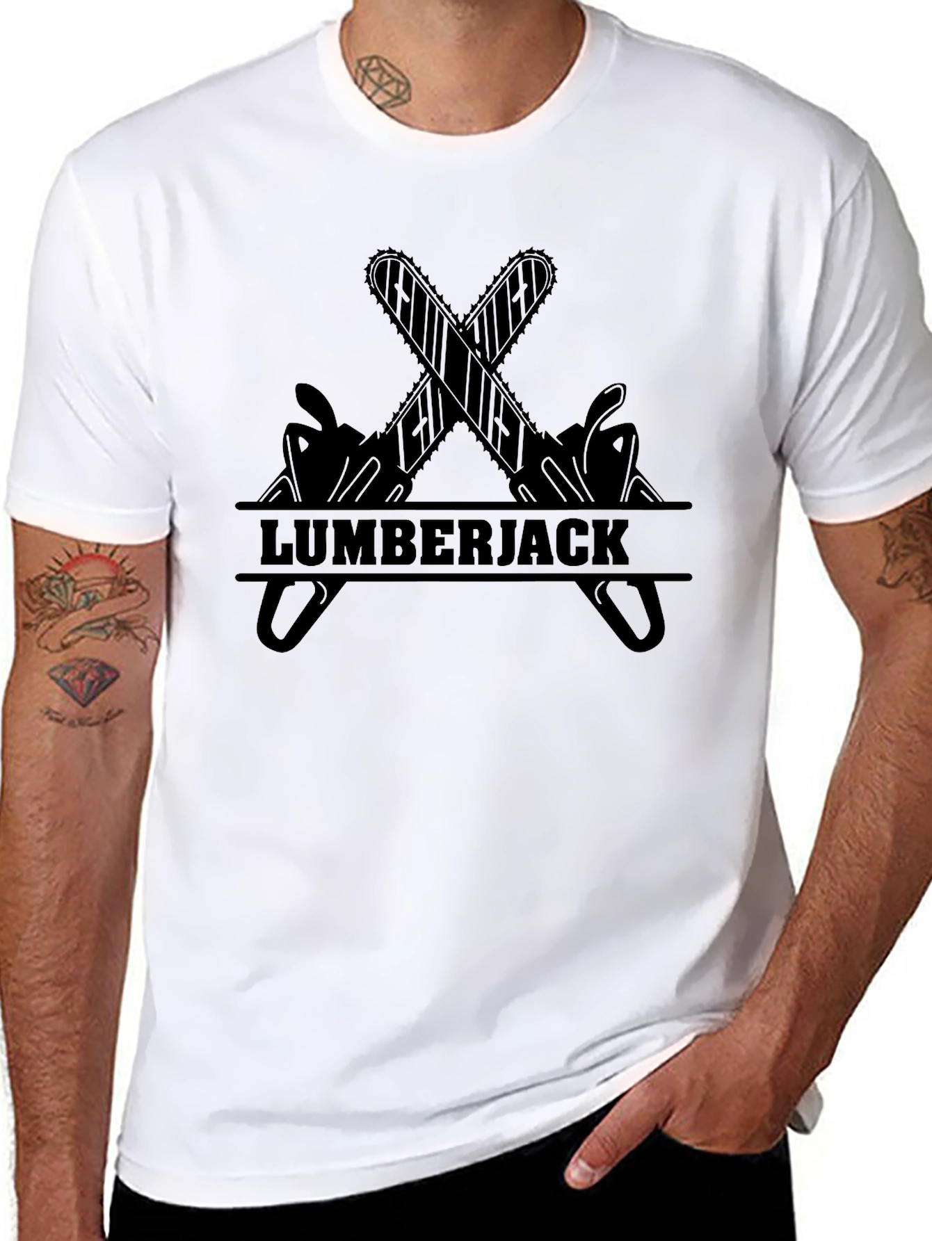 Lumberjack Chainsaw Graphic T-Shirt - Black