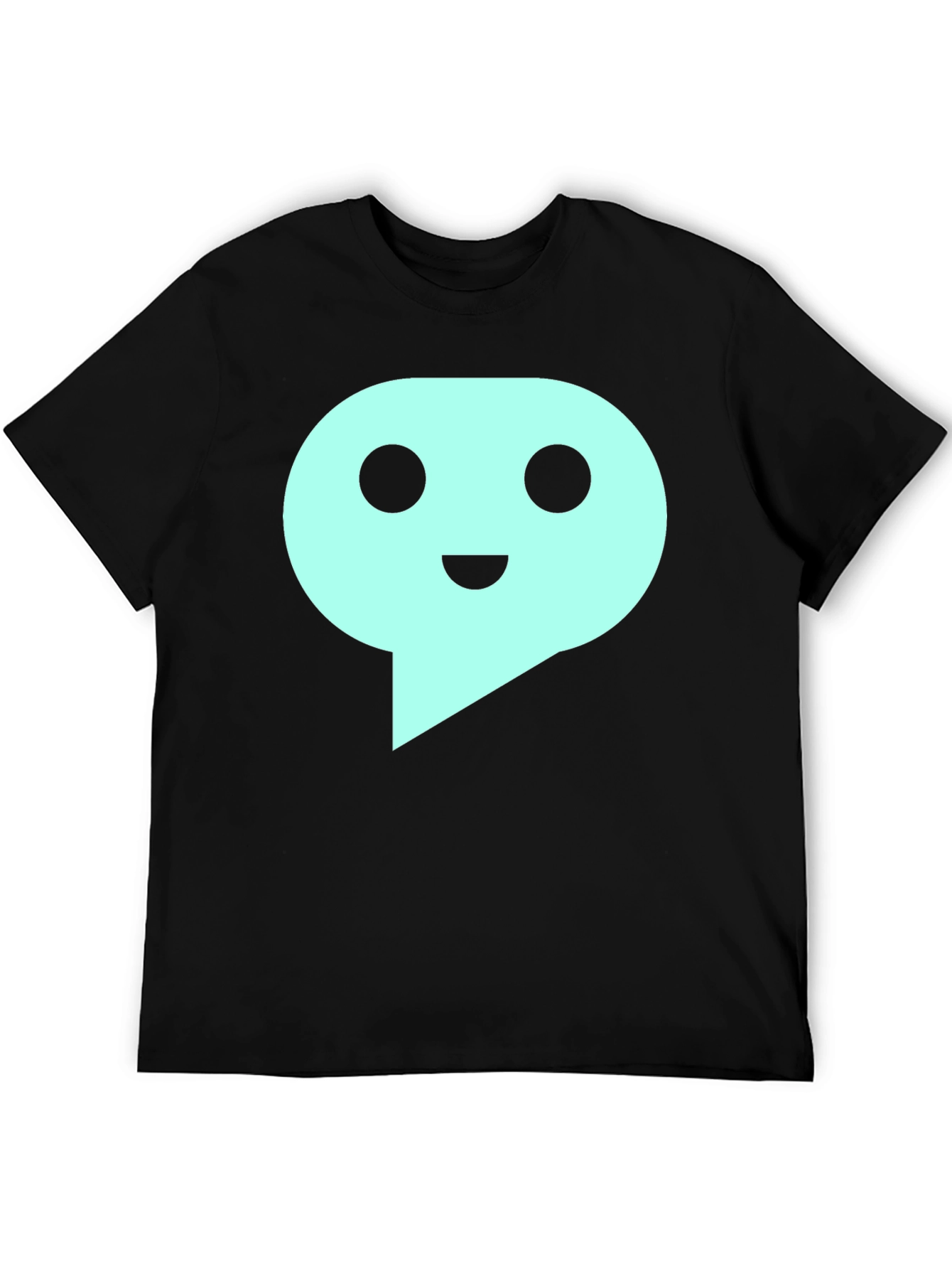 Mens Black T-Shirt with Teal Speech Bubble Graphic