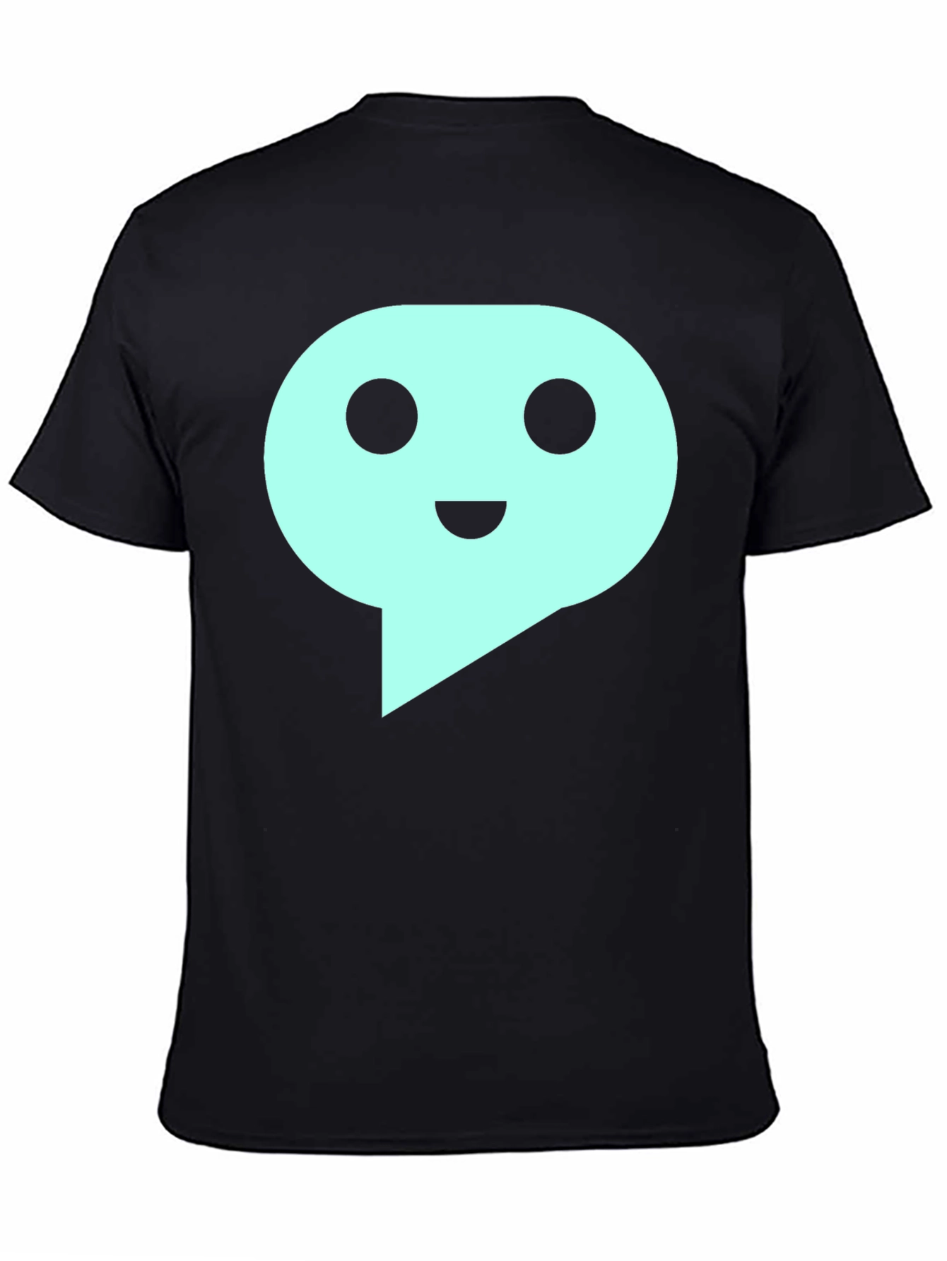 Mens Black T-Shirt with Teal Speech Bubble Graphic