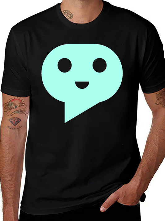 Mens Black T-Shirt with Teal Speech Bubble Graphic