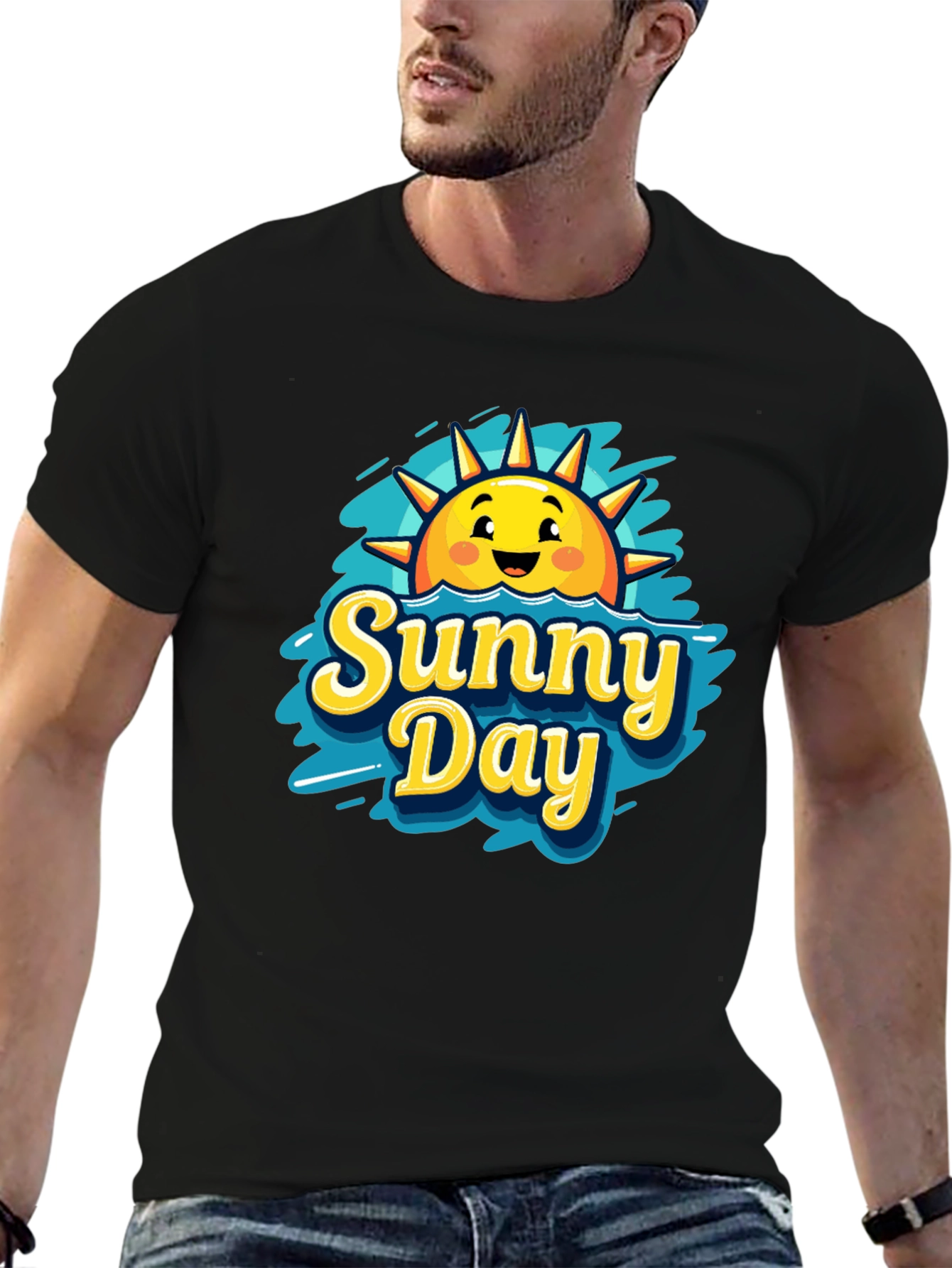 Sunny Day Graphic T-Shirt - Black Cotton Tee
