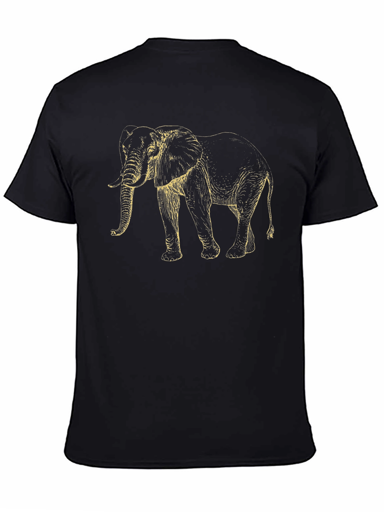 Elephant Graphic Print Mens T-Shirt - Black
