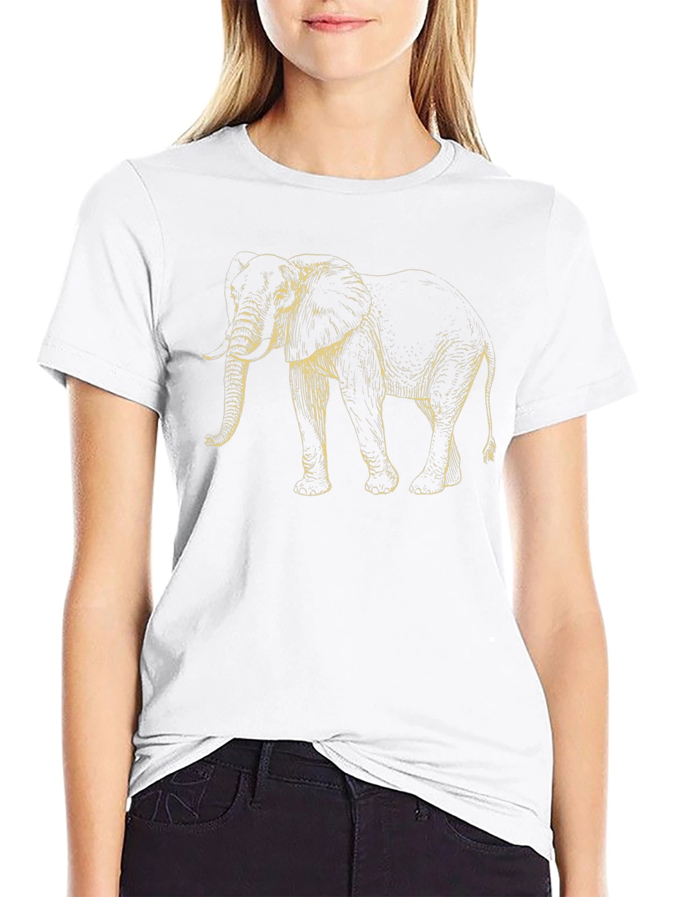 Elephant Graphic Print Mens T-Shirt - Black
