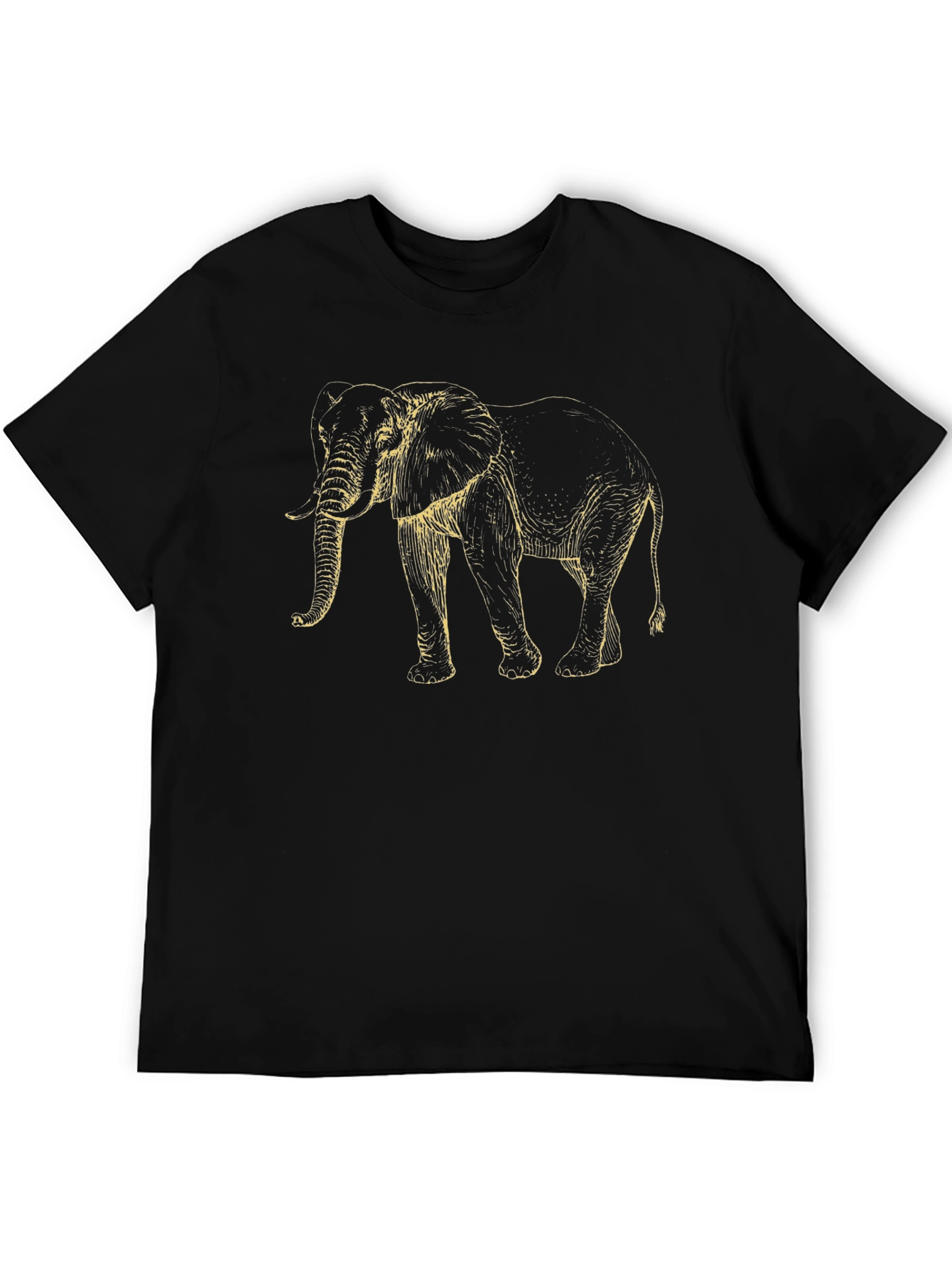 Elephant Graphic Print Mens T-Shirt - Black