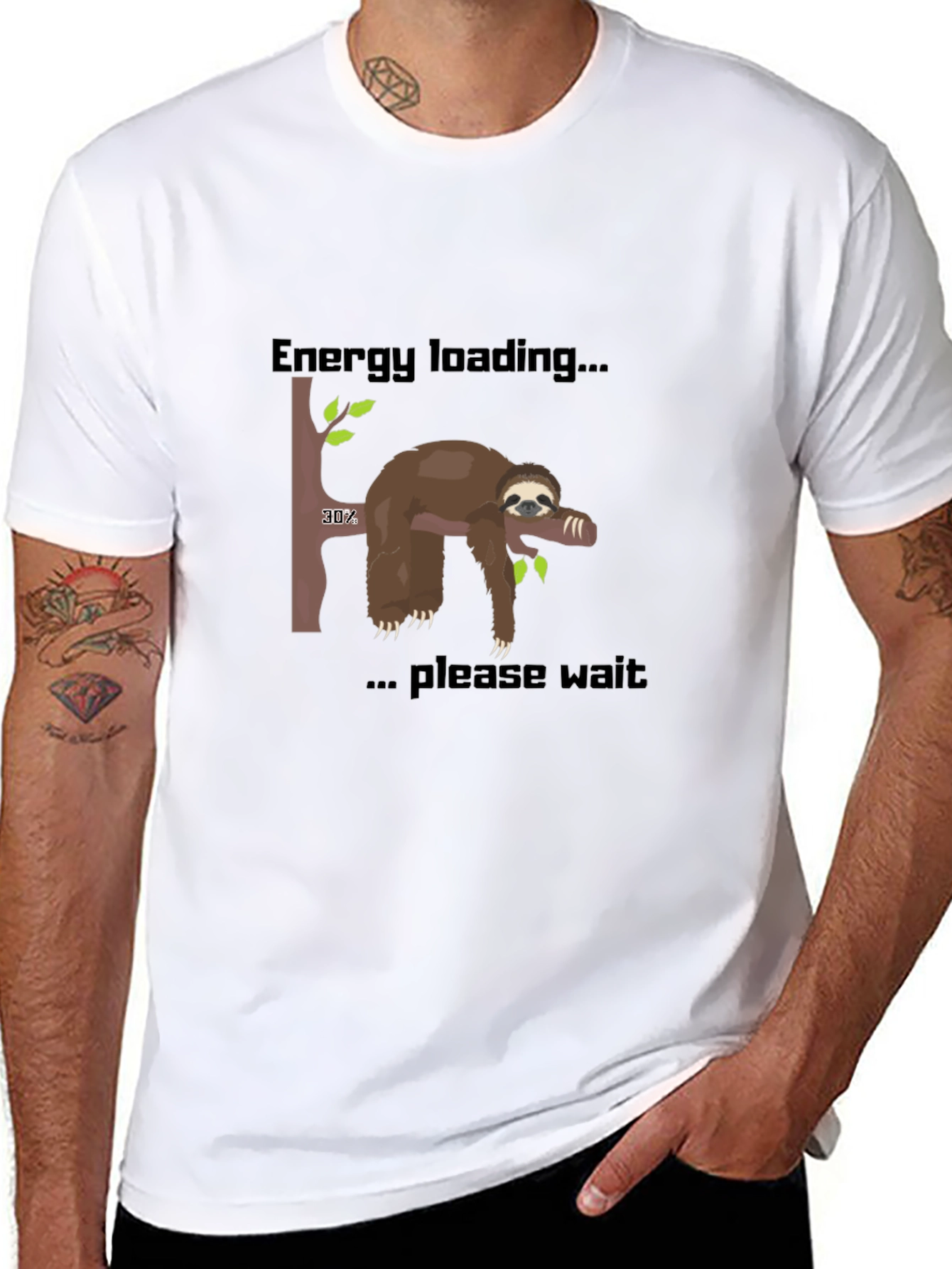Energy Loading Sloth T-Shirt - Funny Graphic Tee