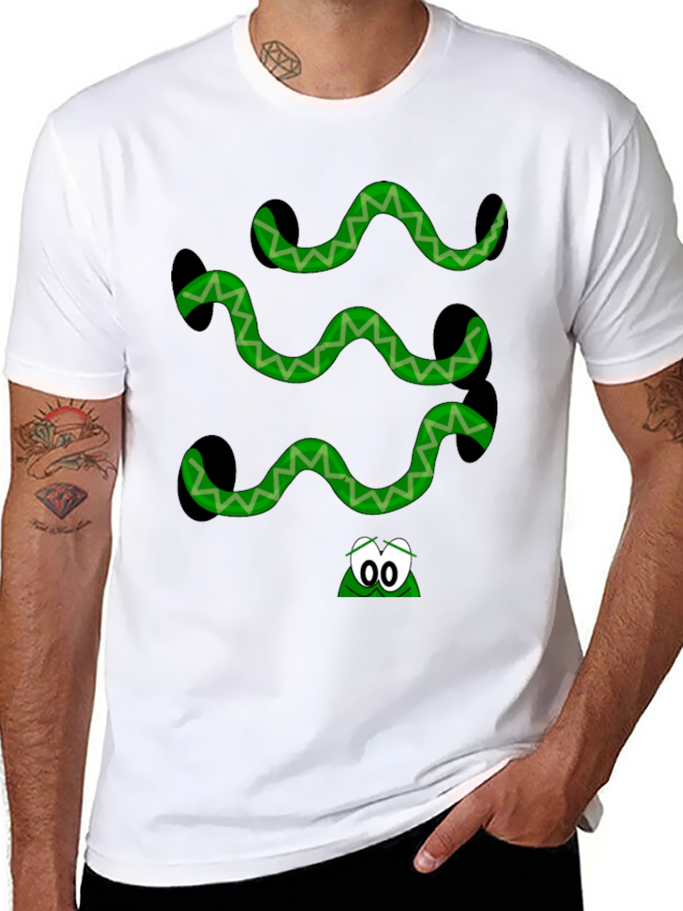 Green Snake Graphic Black T-Shirt