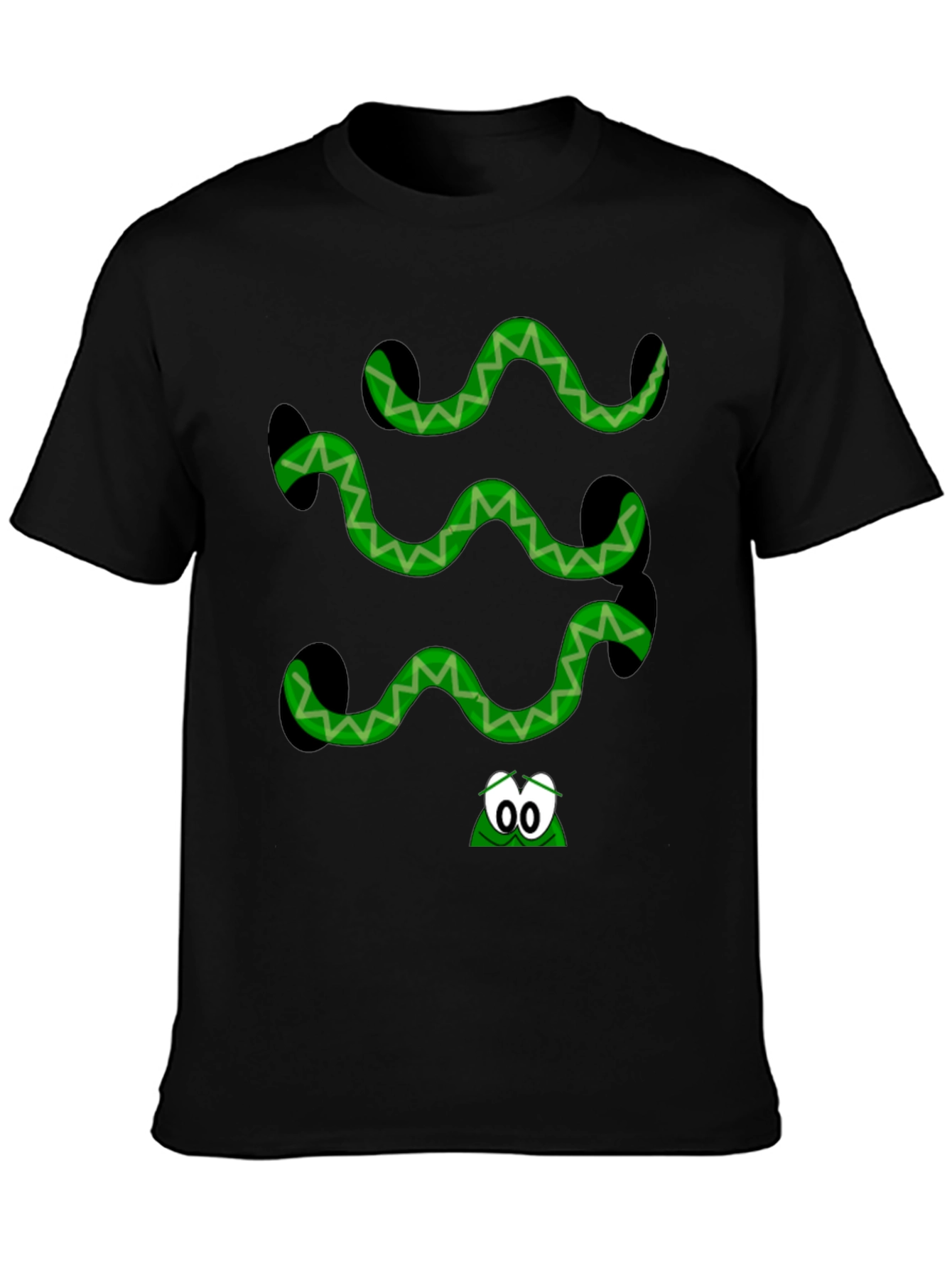 Green Snake Graphic Black T-Shirt