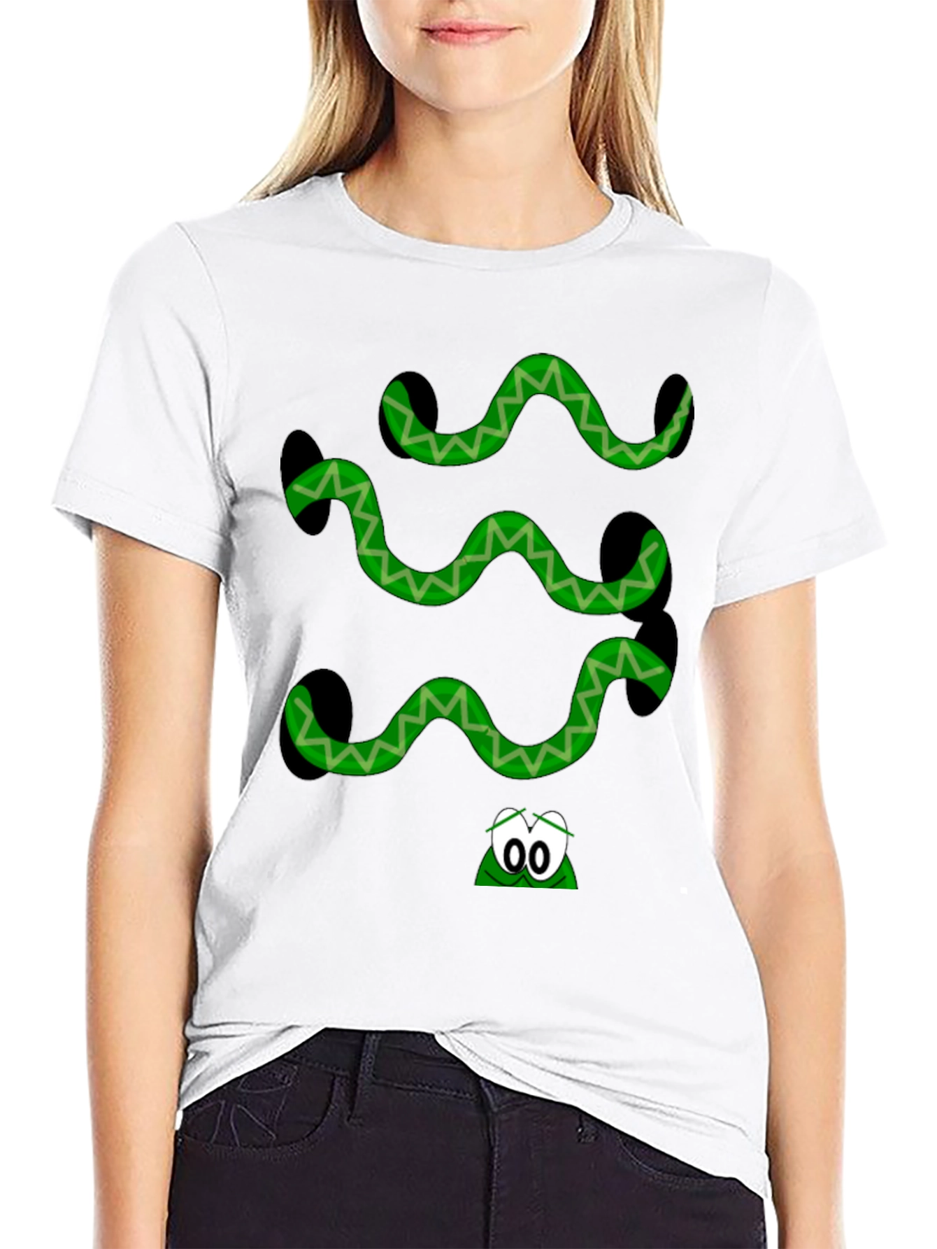 Green Snake Graphic Black T-Shirt