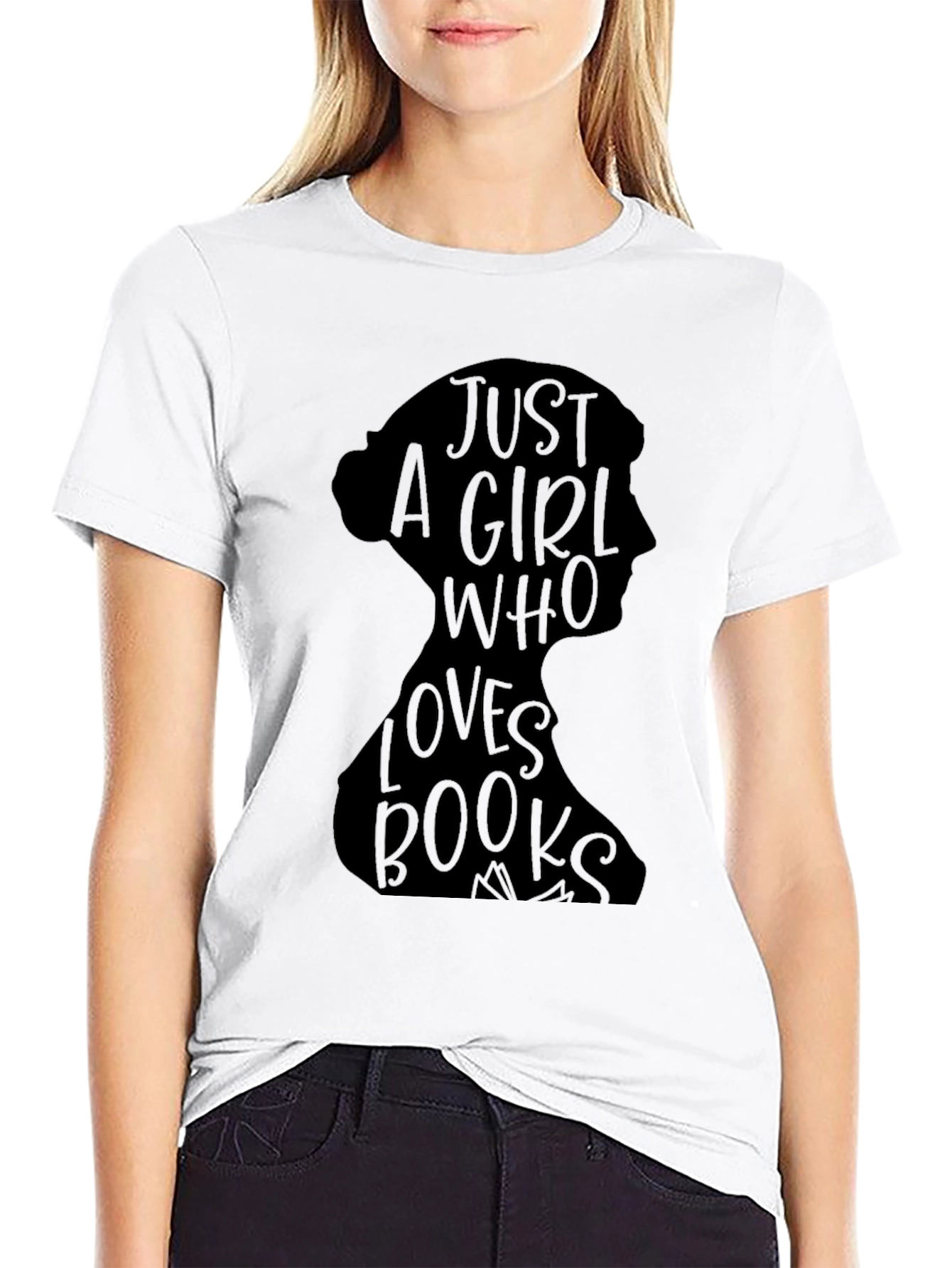 Just a Girl Who Loves Books Silhouette T-Shirt