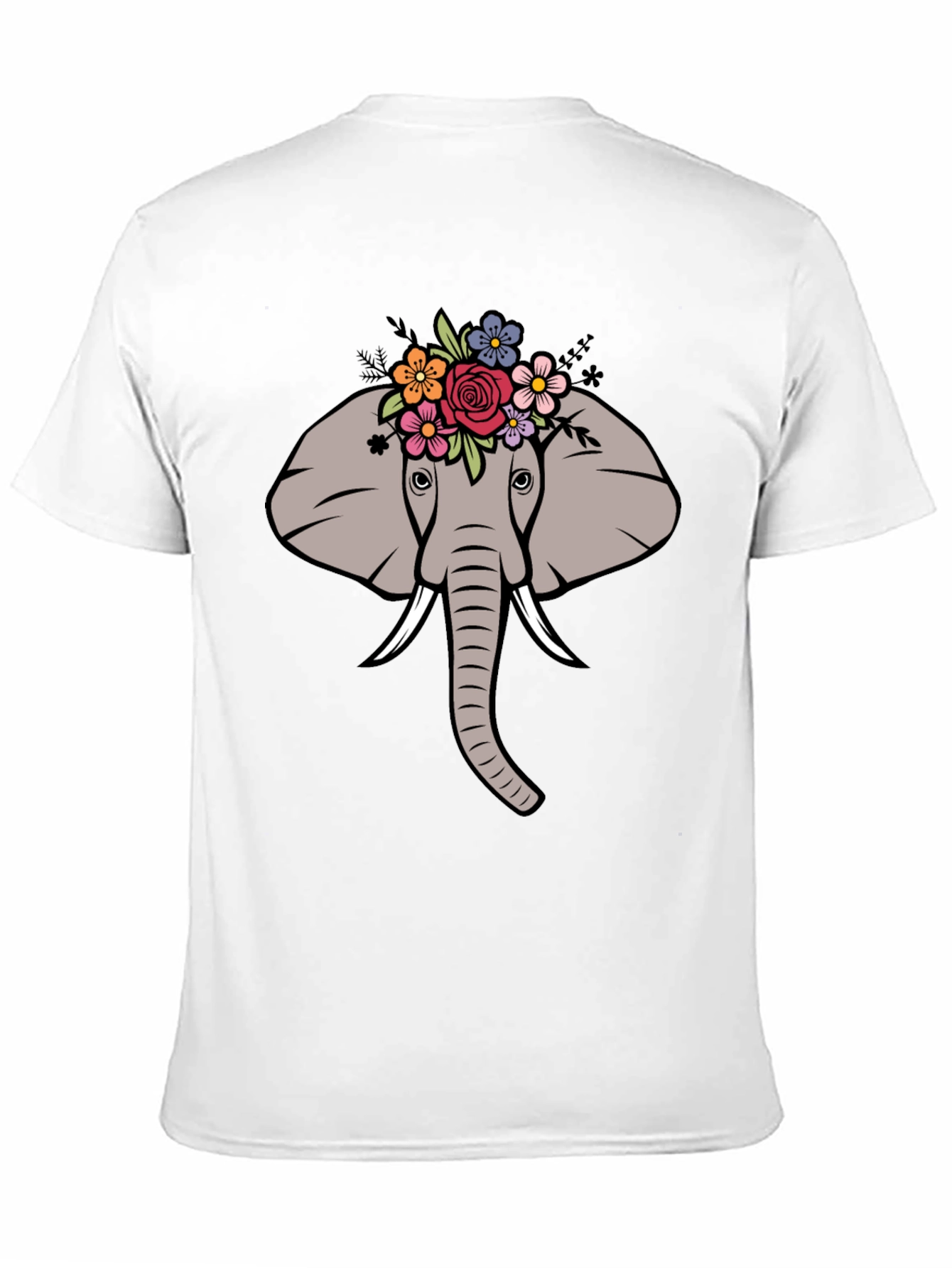 Floral Elephant Graphic Tee - Mens Black T-Shirt