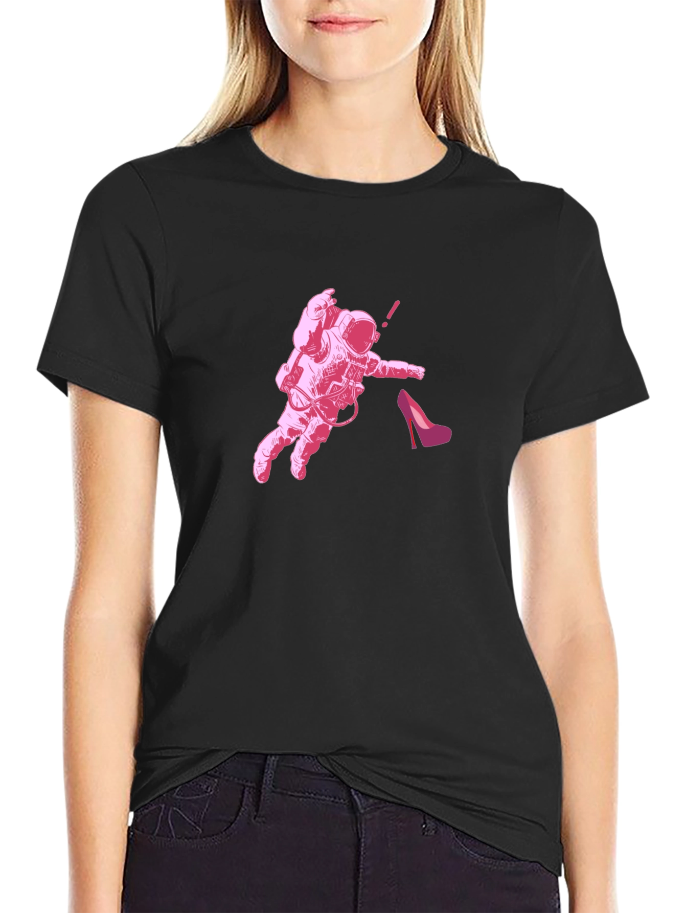 Astronaut & Heel Black Graphic Tee
