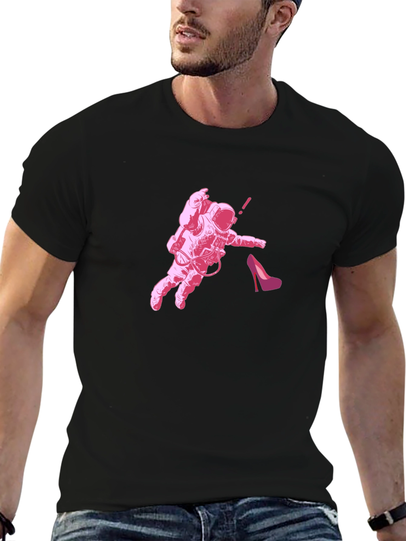 Astronaut & Heel Black Graphic Tee