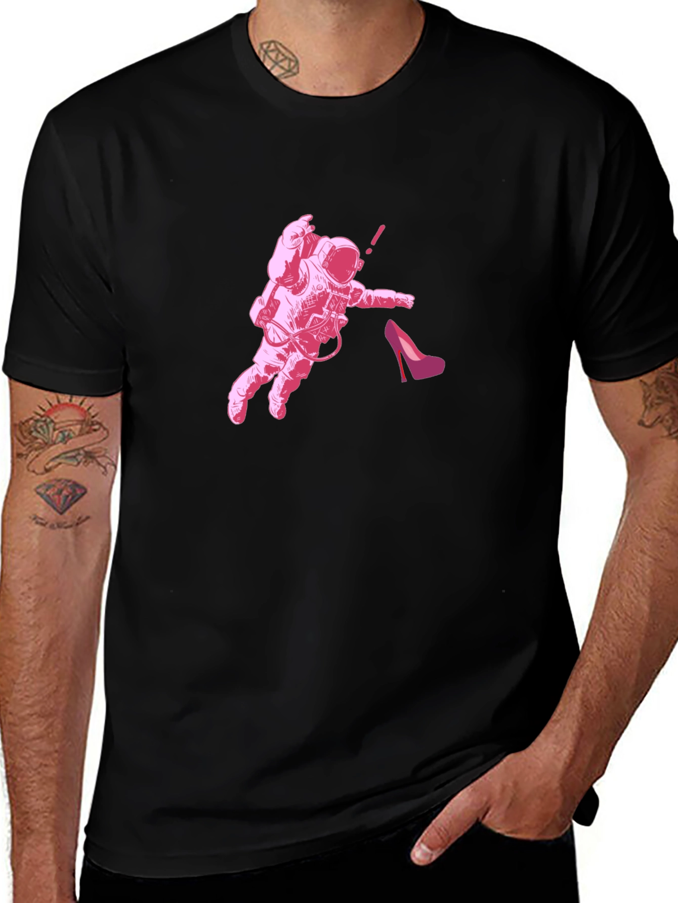 Astronaut & Heel Black Graphic Tee