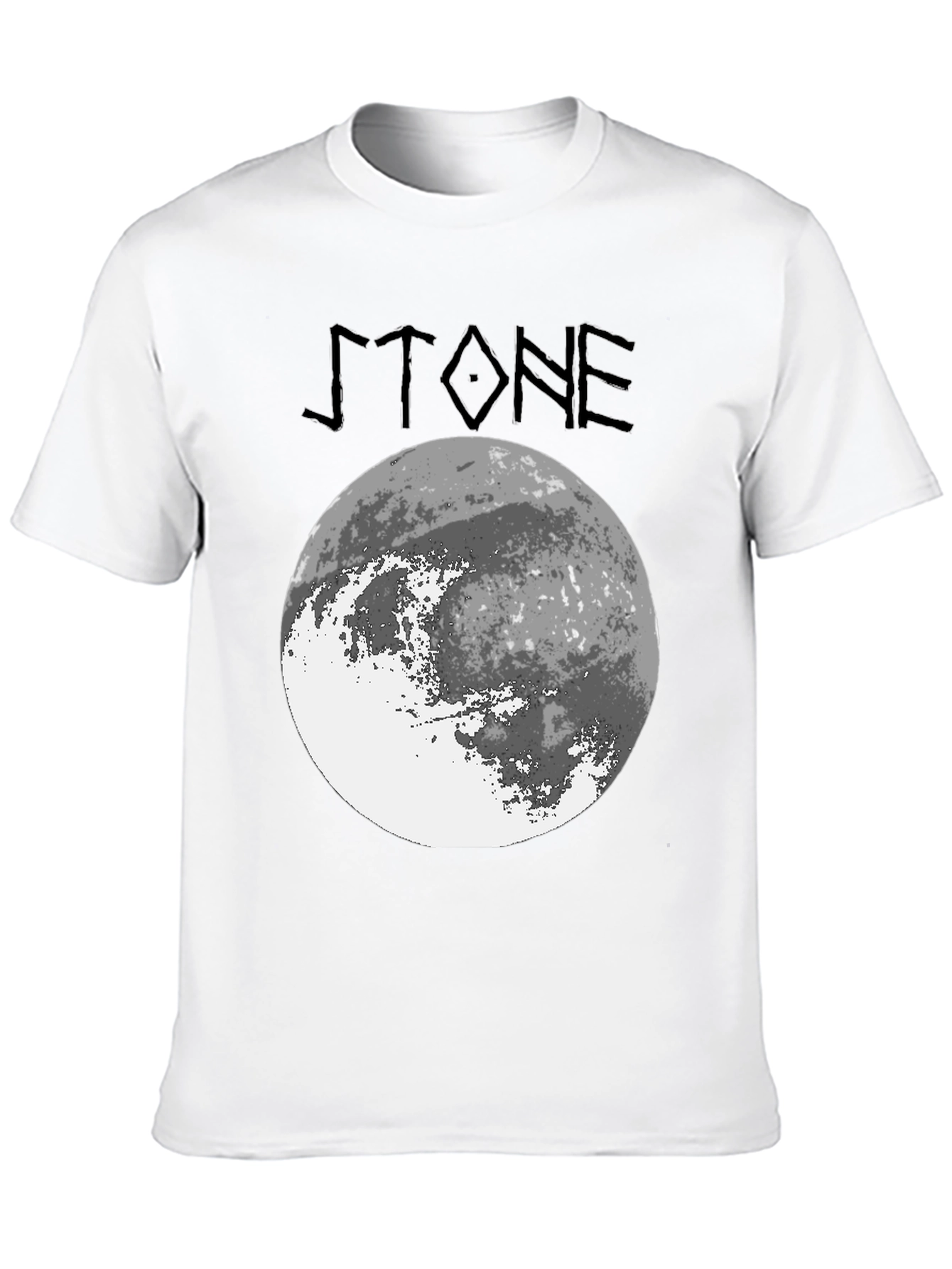 Stone Graphic Tee - Moon Design Black T-Shirt