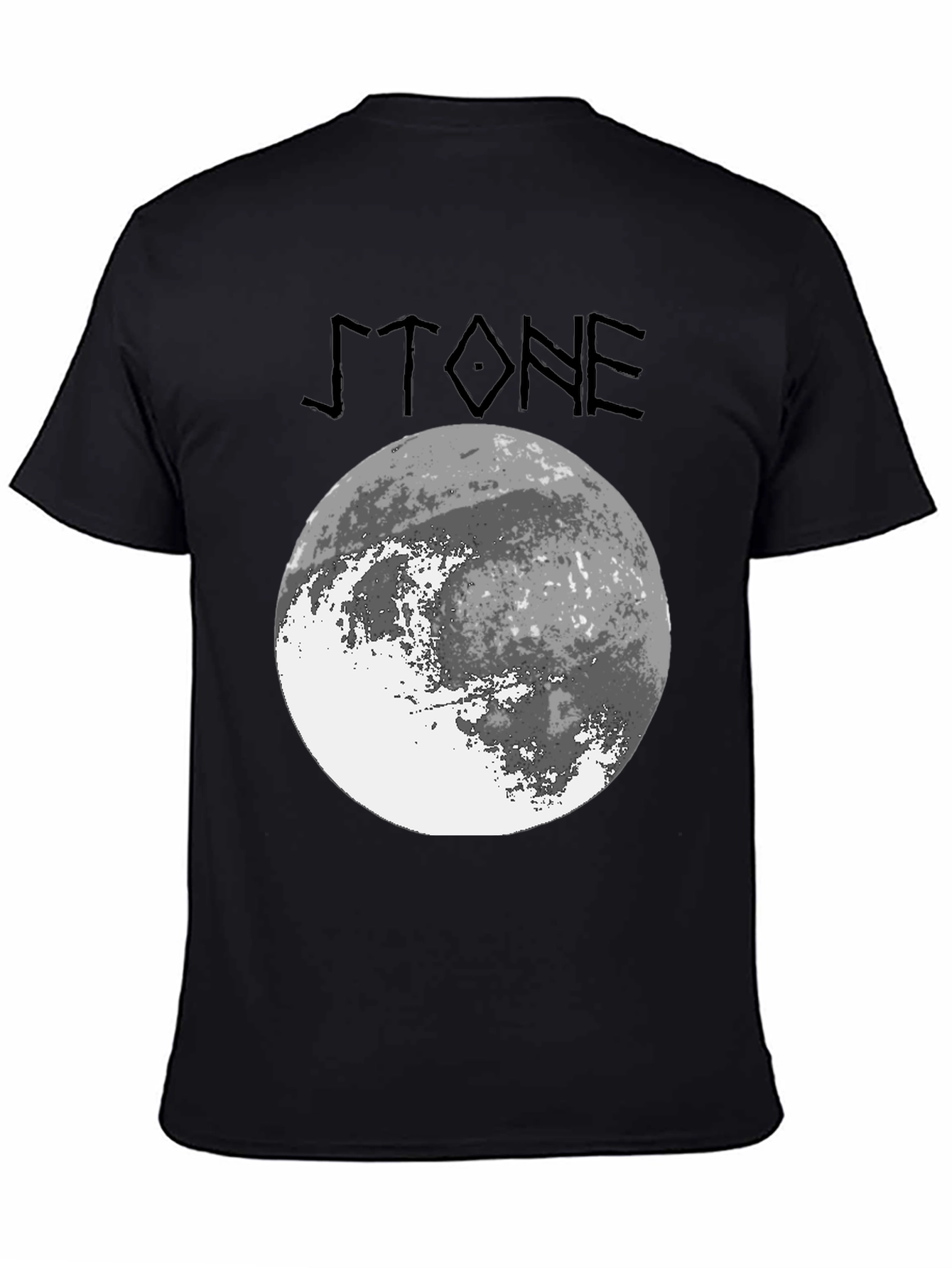 Stone Graphic Tee - Moon Design Black T-Shirt
