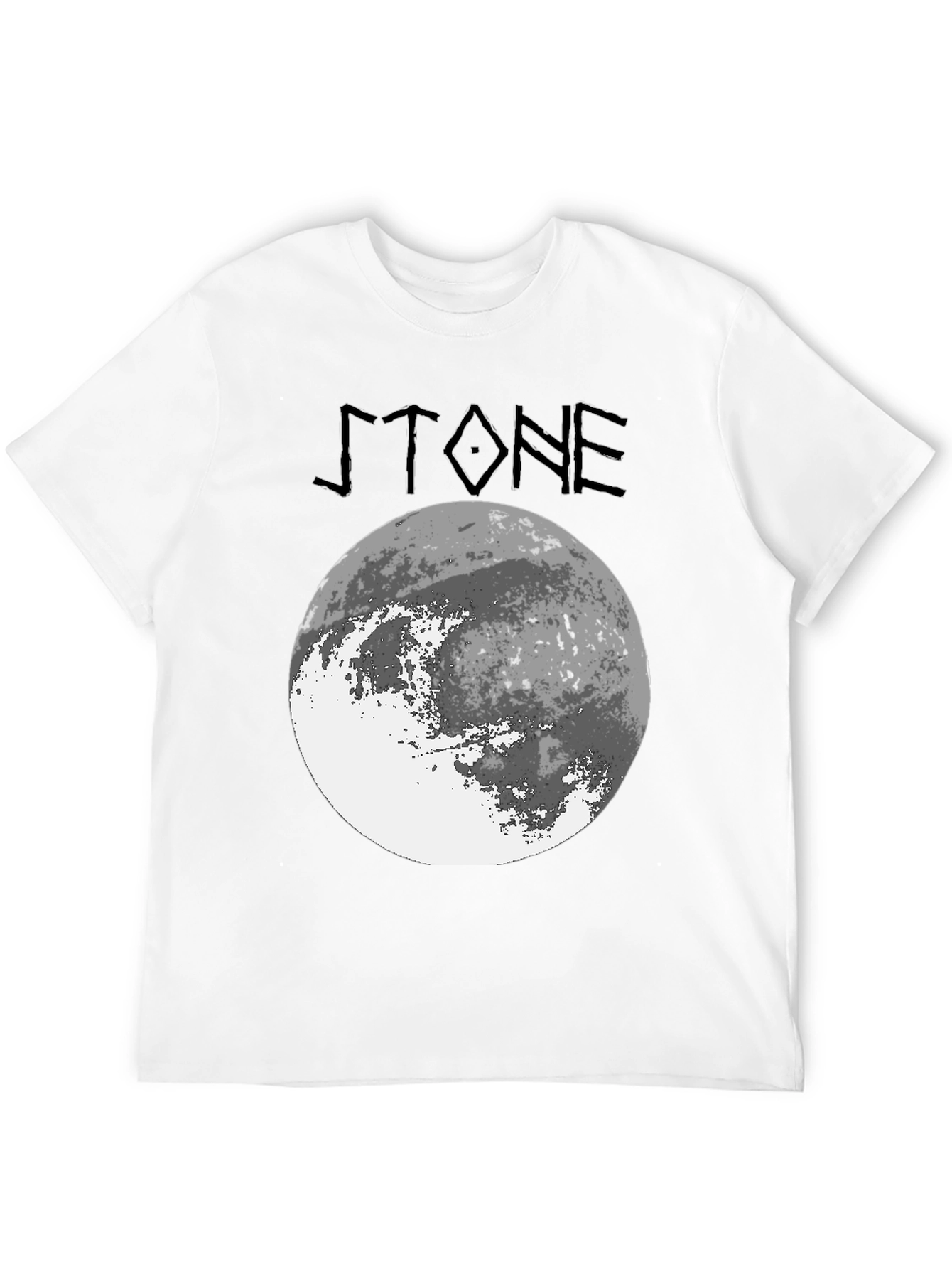Stone Graphic Tee - Moon Design Black T-Shirt