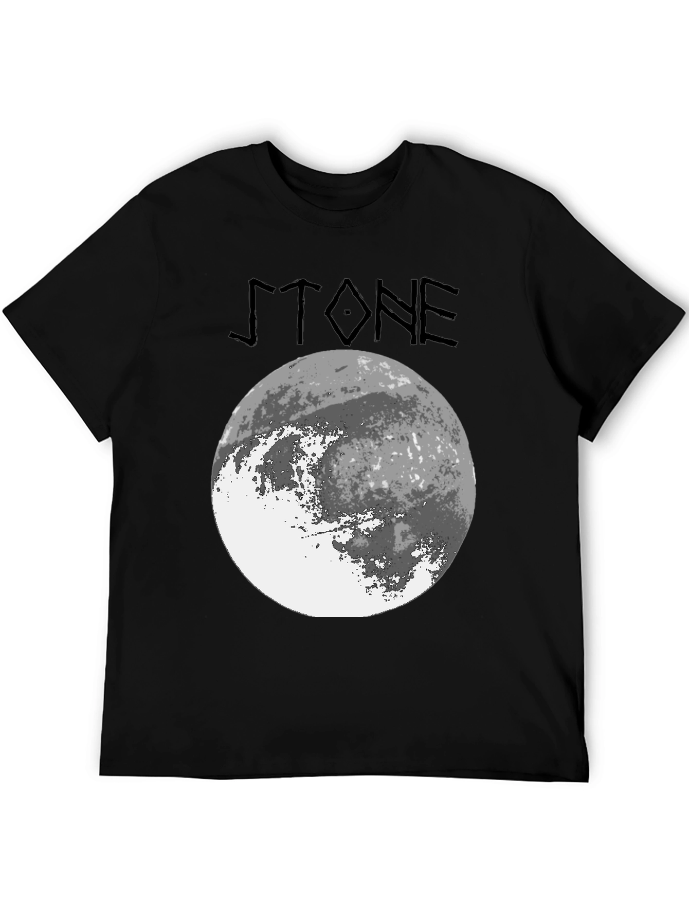 Stone Graphic Tee - Moon Design Black T-Shirt