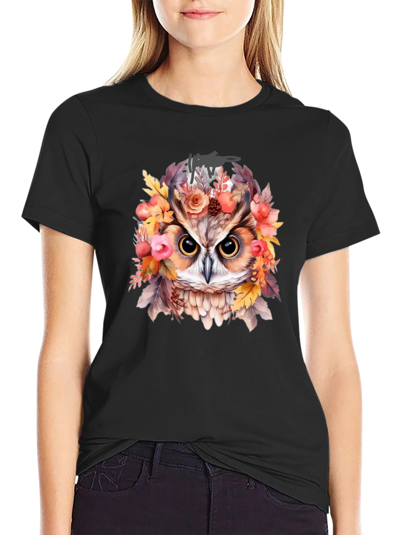 Owl Floral Graphic T-Shirt
