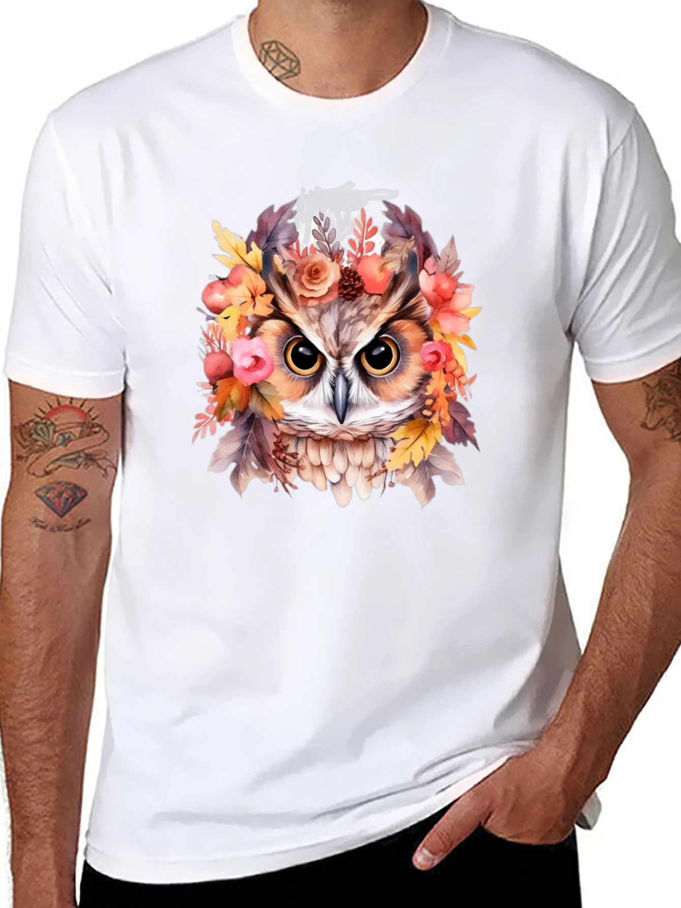 Owl Floral Graphic T-Shirt