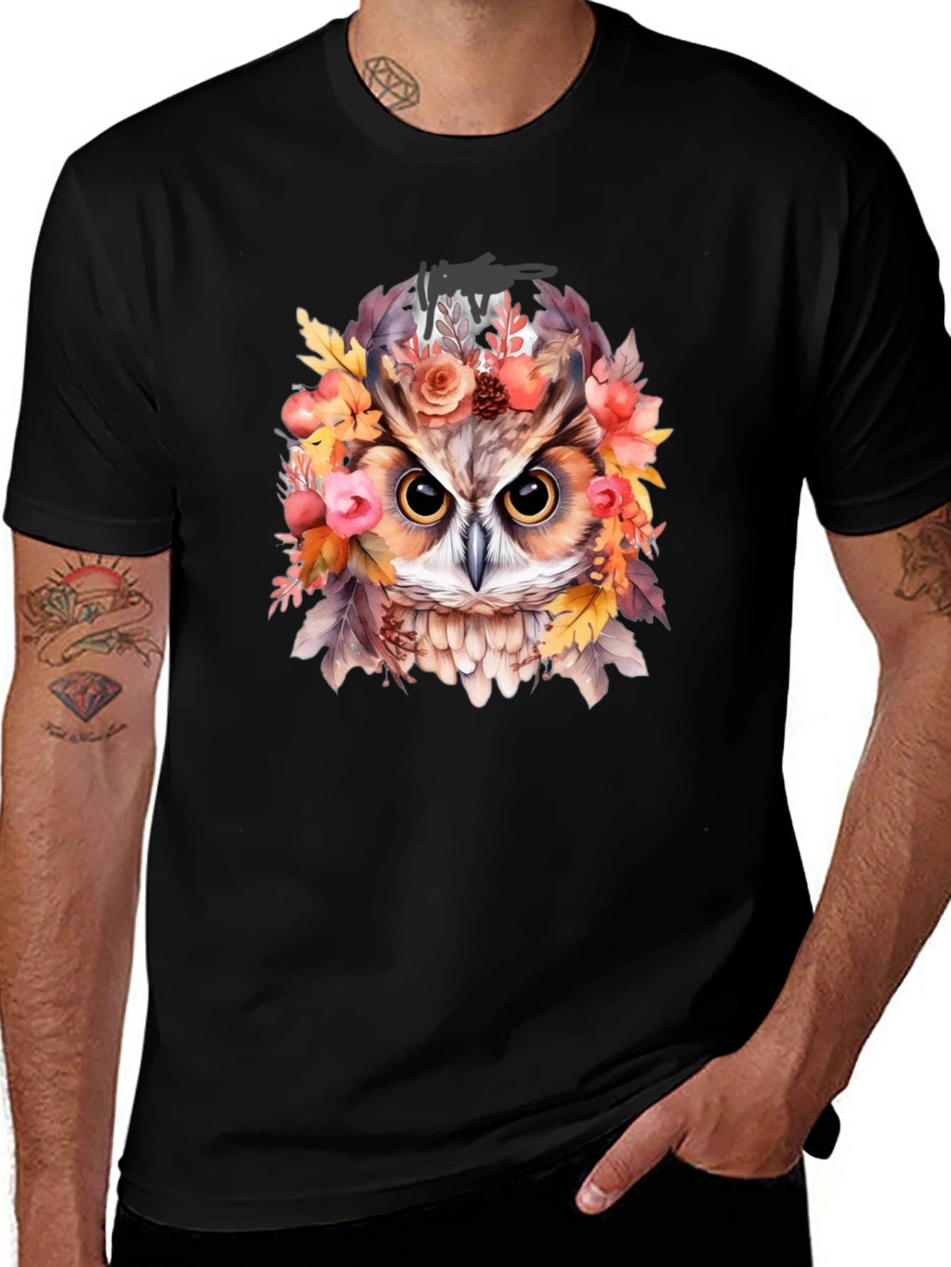 Owl Floral Graphic T-Shirt