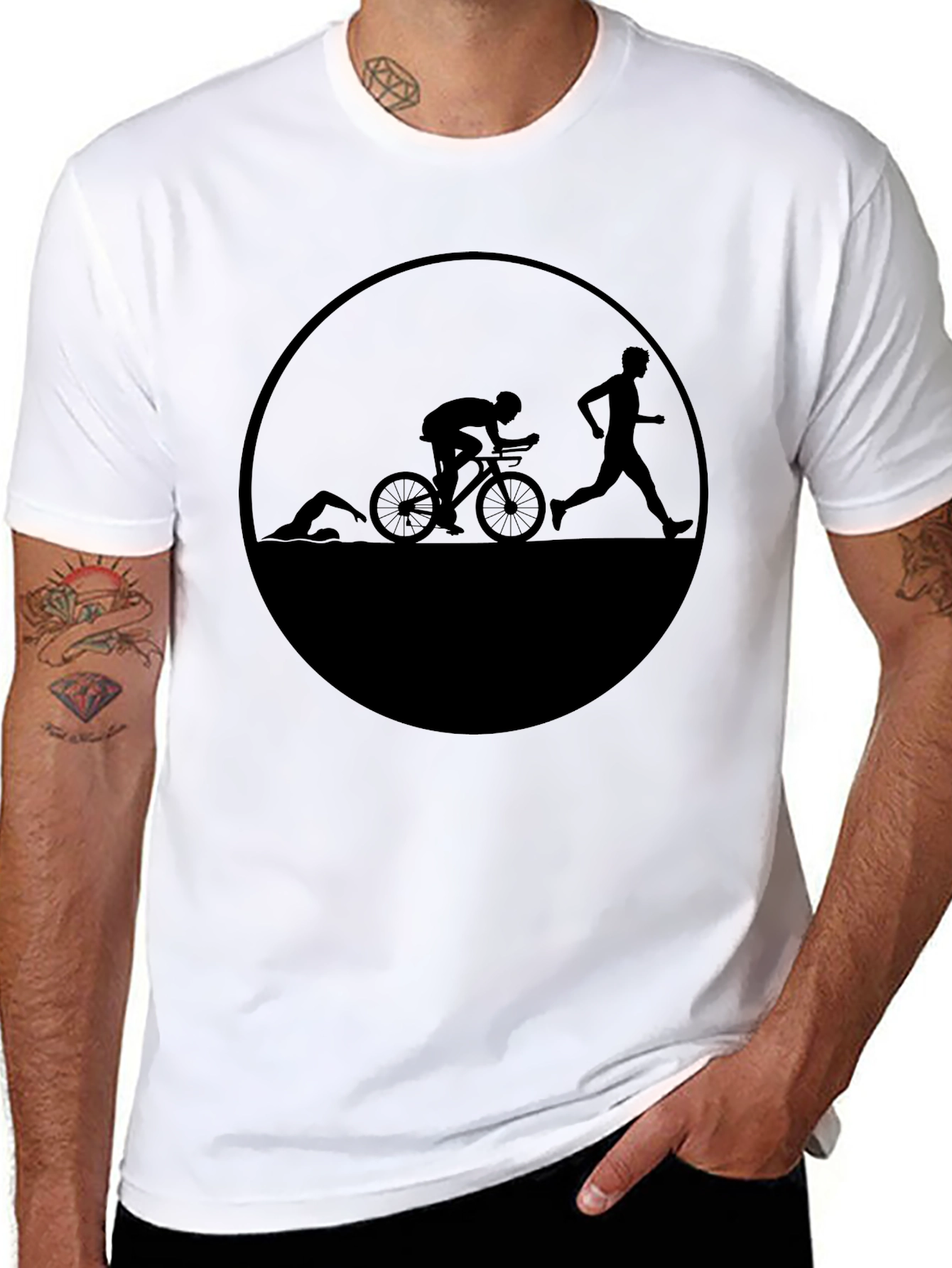 Triathlon Silhouette Graphic T-Shirt