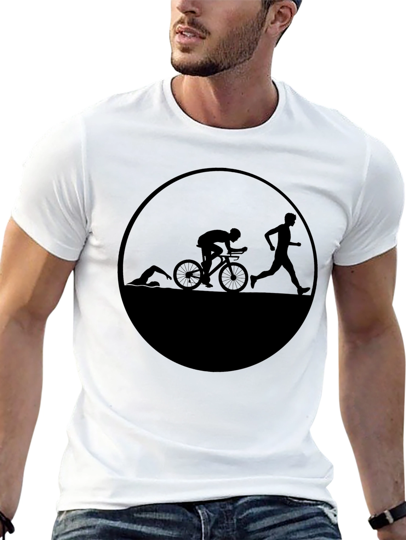 Triathlon Silhouette Graphic T-Shirt